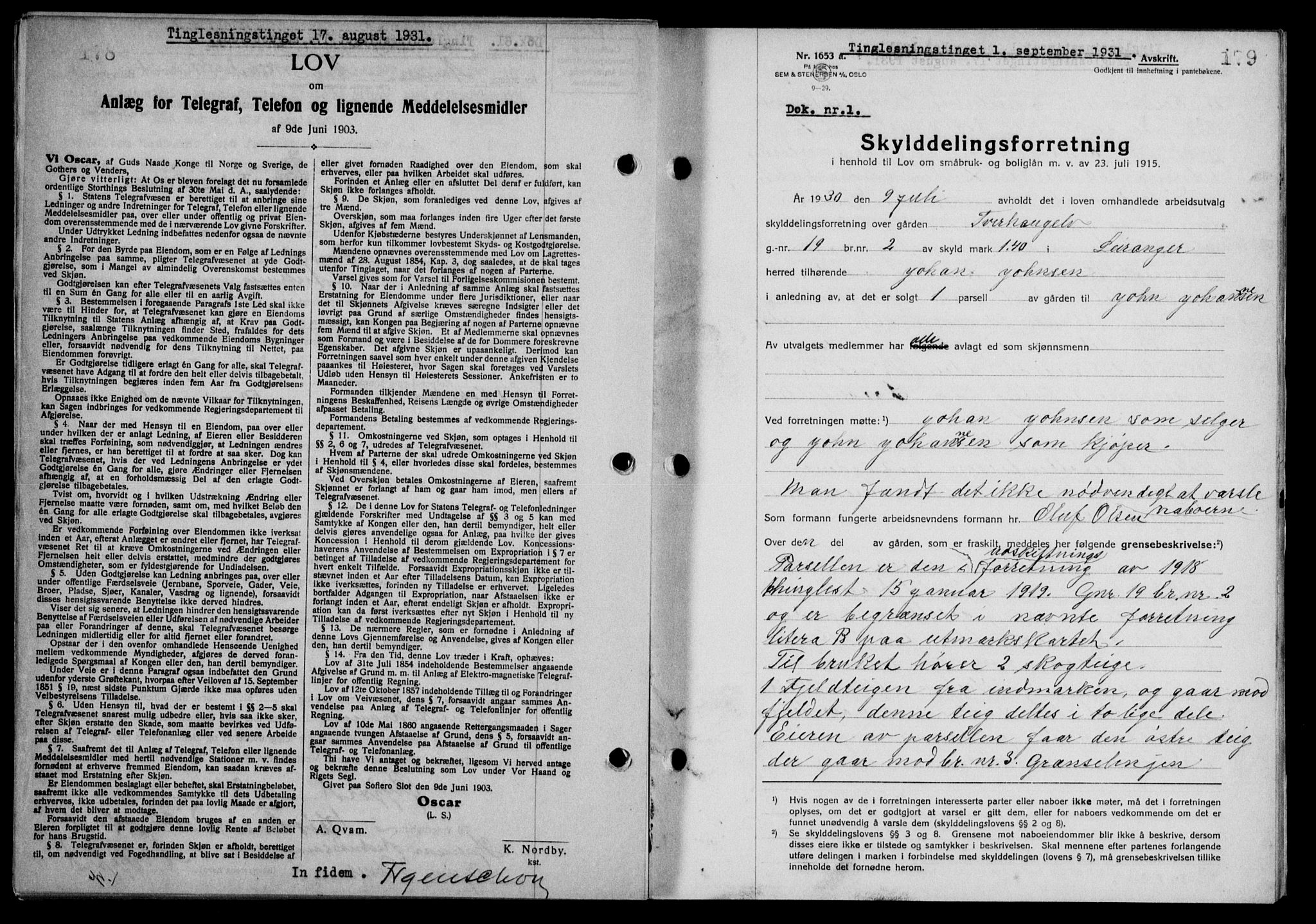 Steigen og Ofoten sorenskriveri, SAT/A-0030/1/2/2C/L0019: Mortgage book no. 22, 1931-1931, Deed date: 01.09.1931