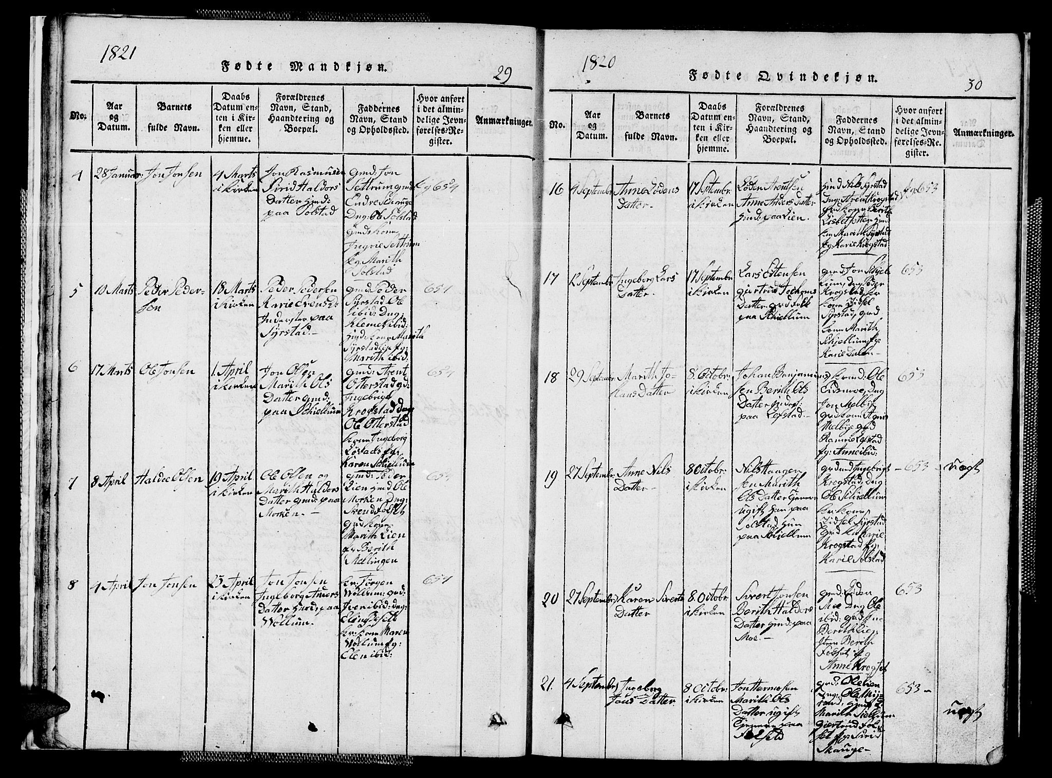 Ministerialprotokoller, klokkerbøker og fødselsregistre - Sør-Trøndelag, SAT/A-1456/667/L0796: Parish register (copy) no. 667C01, 1817-1836, p. 29-30