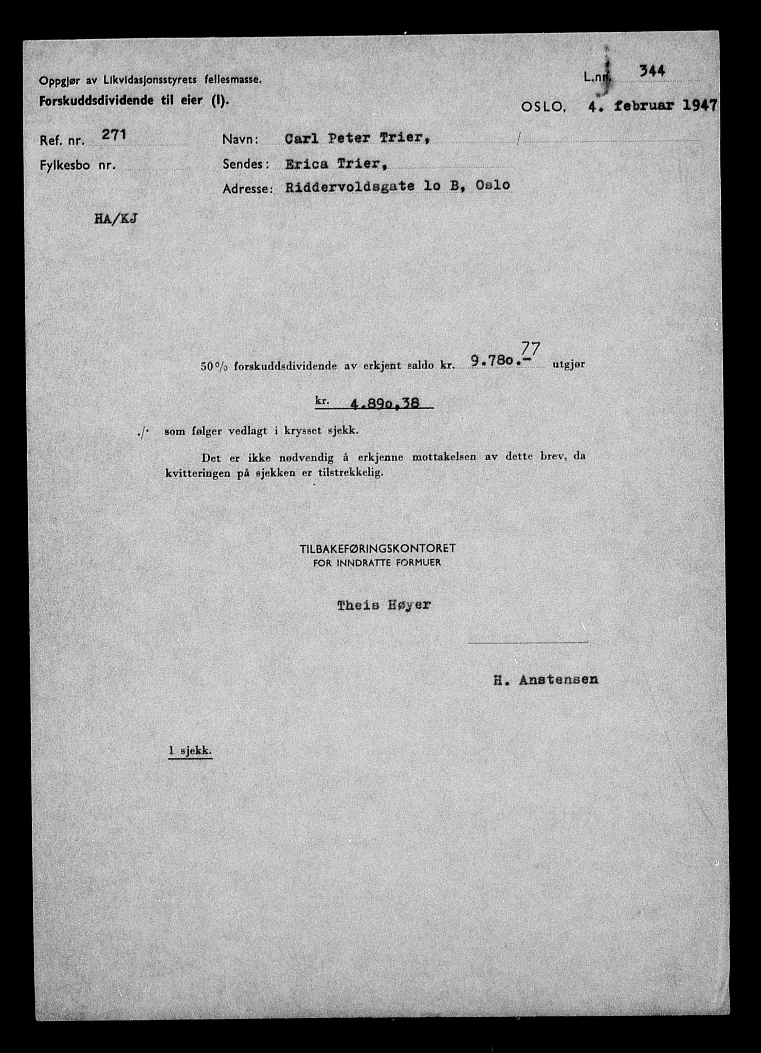 Justisdepartementet, Tilbakeføringskontoret for inndratte formuer, AV/RA-S-1564/H/Hc/Hcc/L0984: --, 1945-1947, p. 172