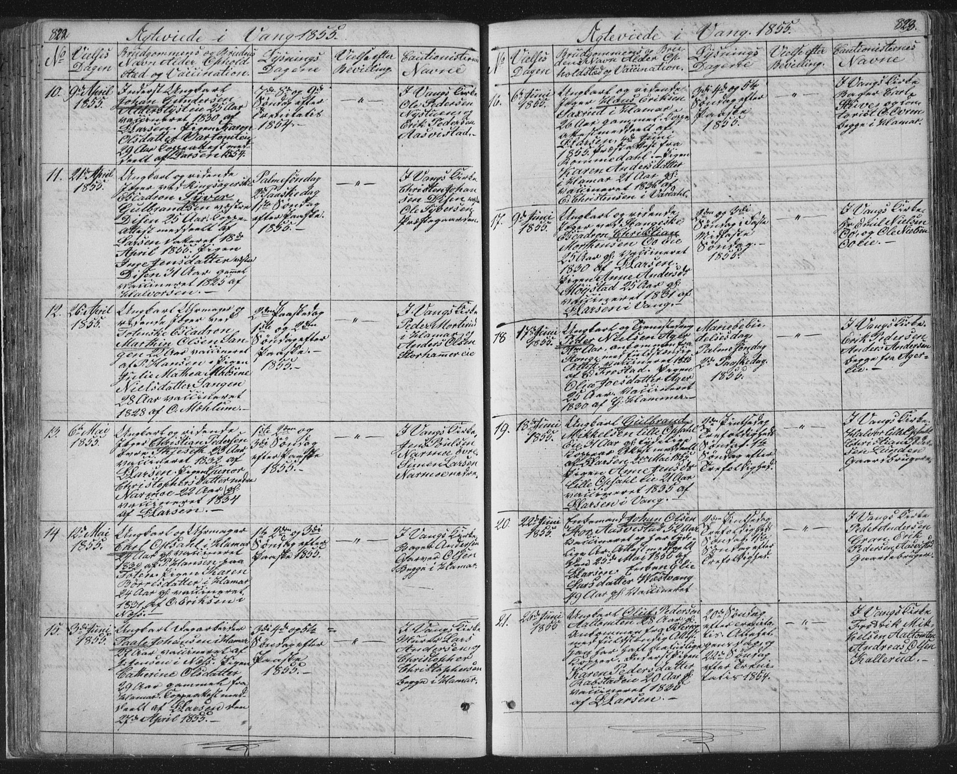 Vang prestekontor, Hedmark, SAH/PREST-008/H/Ha/Hab/L0010B: Parish register (copy) no. 10b, 1854-1896, p. 822-823