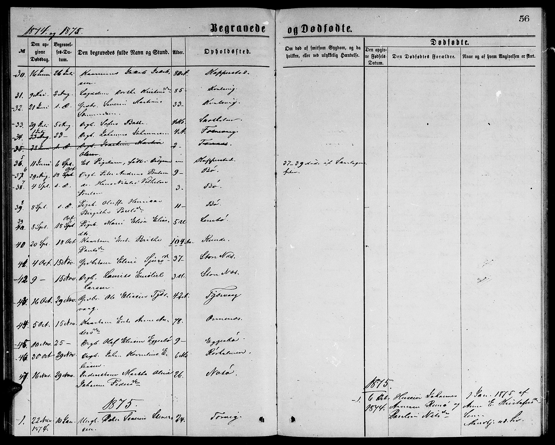 Ministerialprotokoller, klokkerbøker og fødselsregistre - Møre og Romsdal, AV/SAT-A-1454/507/L0072: Parish register (official) no. 507A07, 1869-1878, p. 56