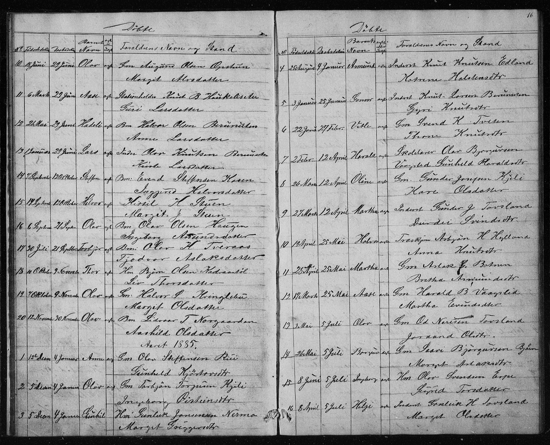 Vinje kirkebøker, AV/SAKO-A-312/G/Gc/L0001: Parish register (copy) no. III 1, 1850-1893, p. 16