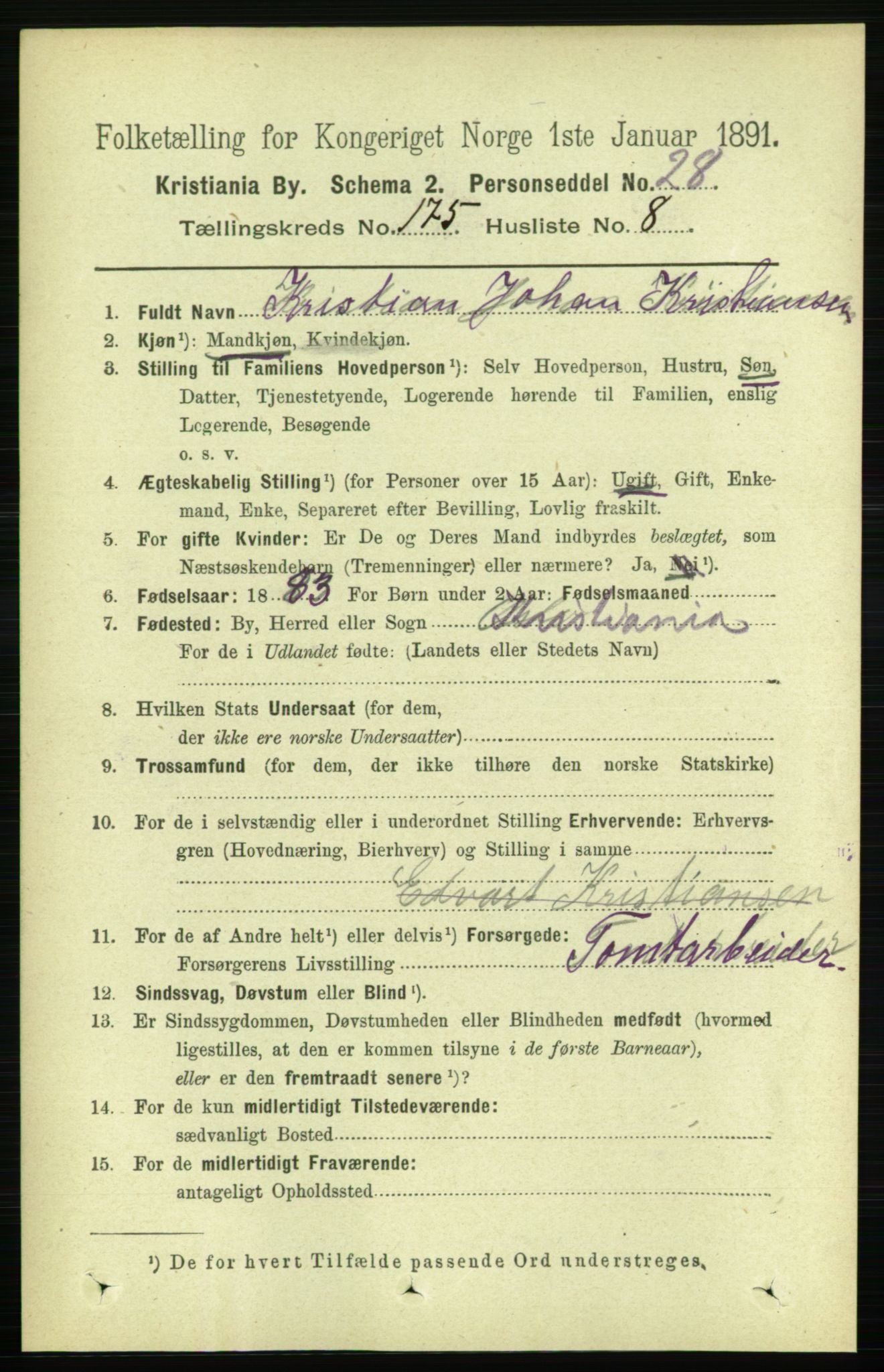 RA, 1891 census for 0301 Kristiania, 1891, p. 105366