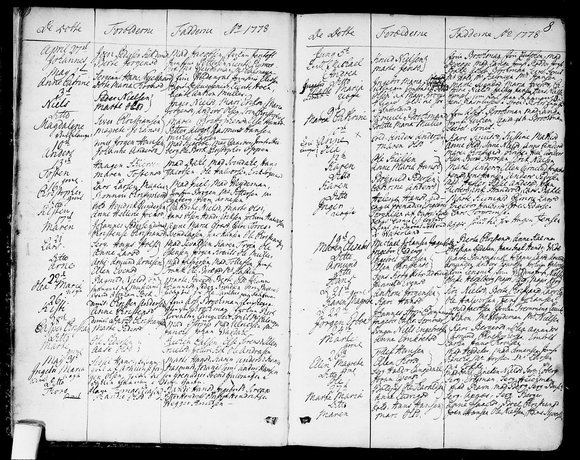 Garnisonsmenigheten Kirkebøker, AV/SAO-A-10846/F/Fa/L0003: Parish register (official) no. 3, 1777-1809, p. 8