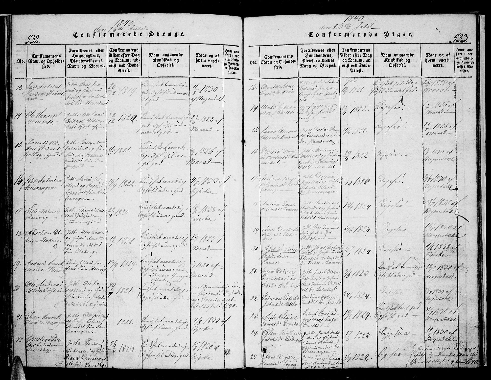 Karlsøy sokneprestembete, AV/SATØ-S-1299/H/Ha/Haa/L0002kirke: Parish register (official) no. 2, 1823-1842, p. 532-533