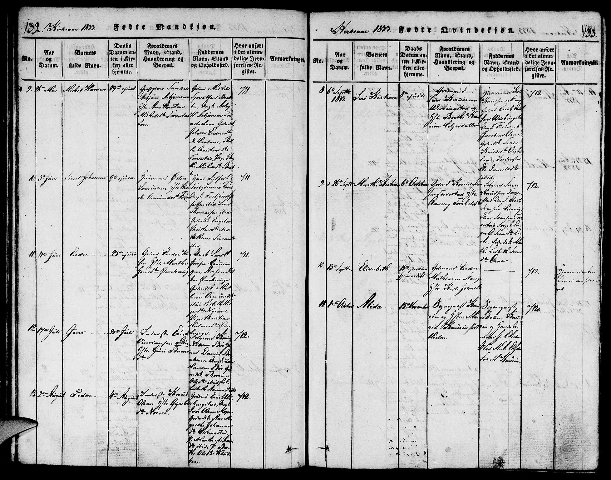 Torvastad sokneprestkontor, AV/SAST-A -101857/H/Ha/Haa/L0004: Parish register (official) no. A 3 /1, 1817-1836, p. 132-133