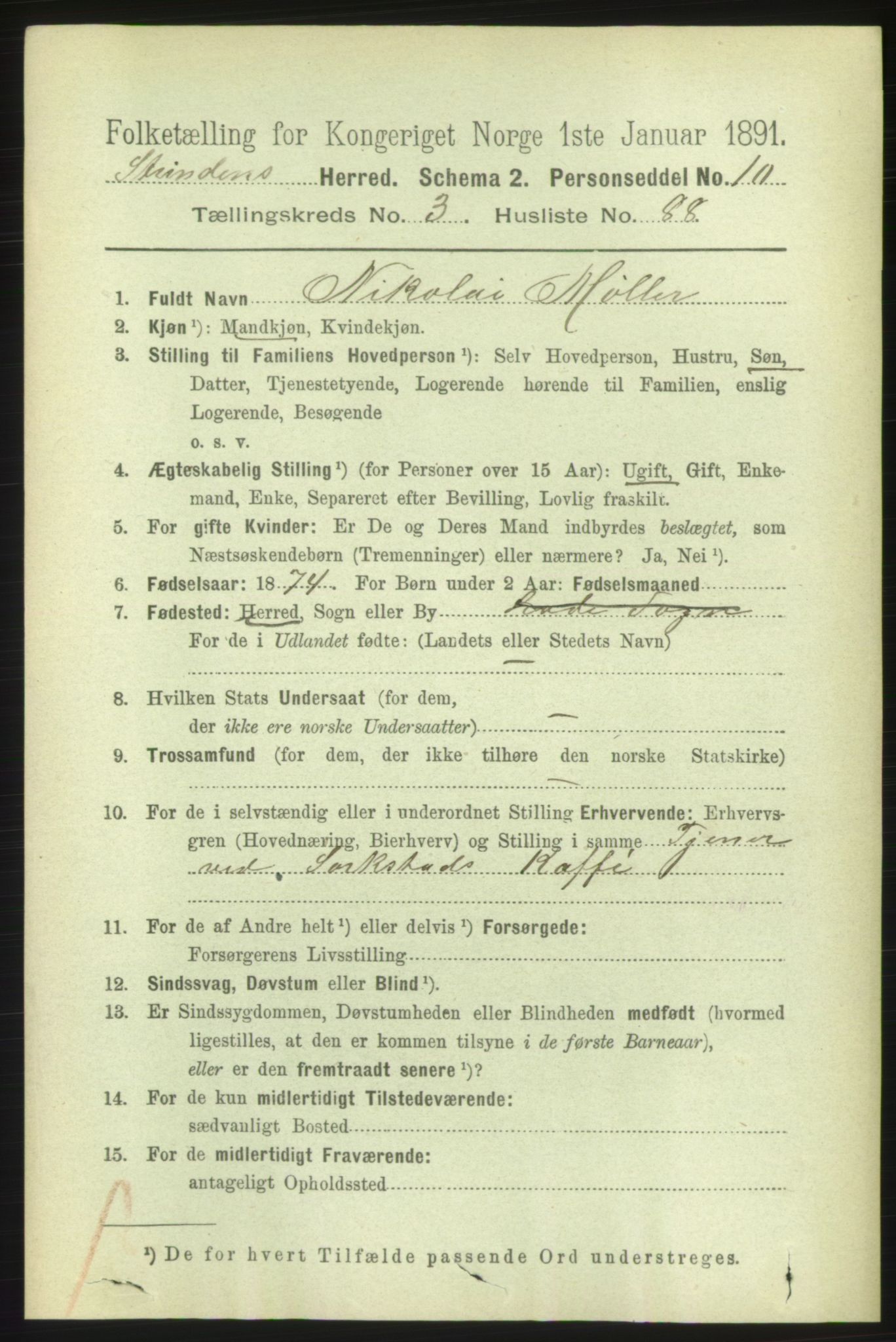 RA, 1891 census for 1660 Strinda, 1891, p. 3264