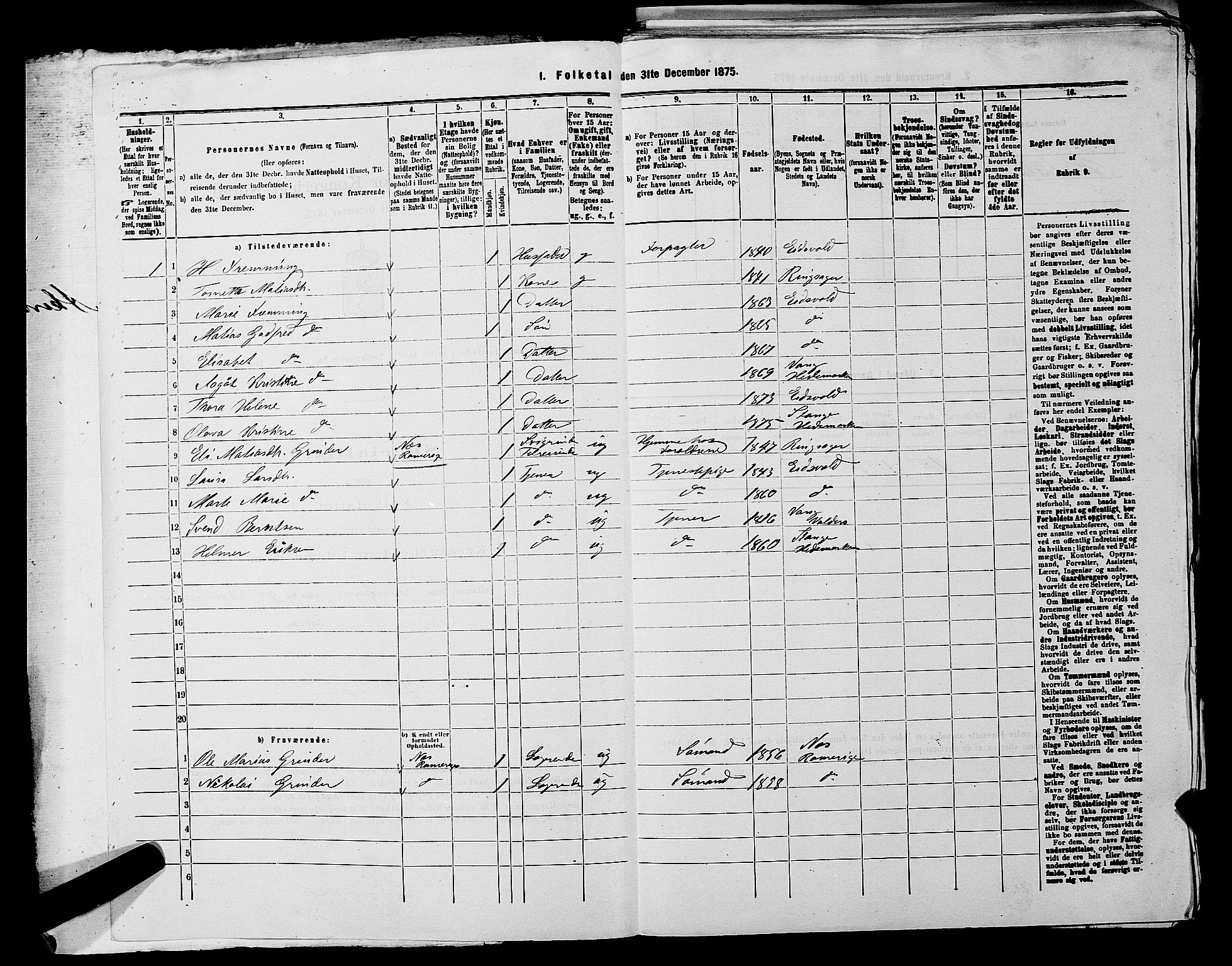 RA, 1875 census for 0218aP Vestre Aker, 1875, p. 1510