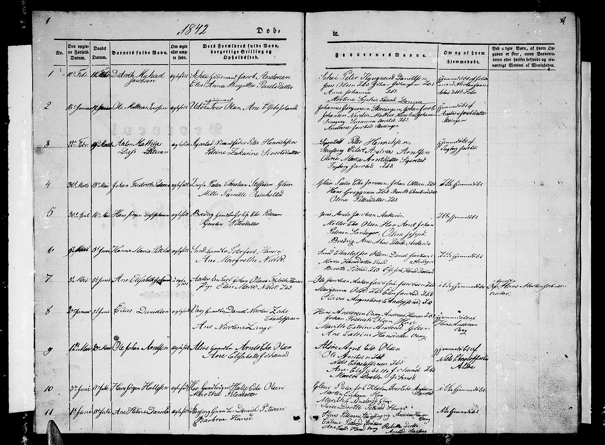 Ministerialprotokoller, klokkerbøker og fødselsregistre - Nordland, AV/SAT-A-1459/835/L0530: Parish register (copy) no. 835C02, 1842-1865, p. 1-2