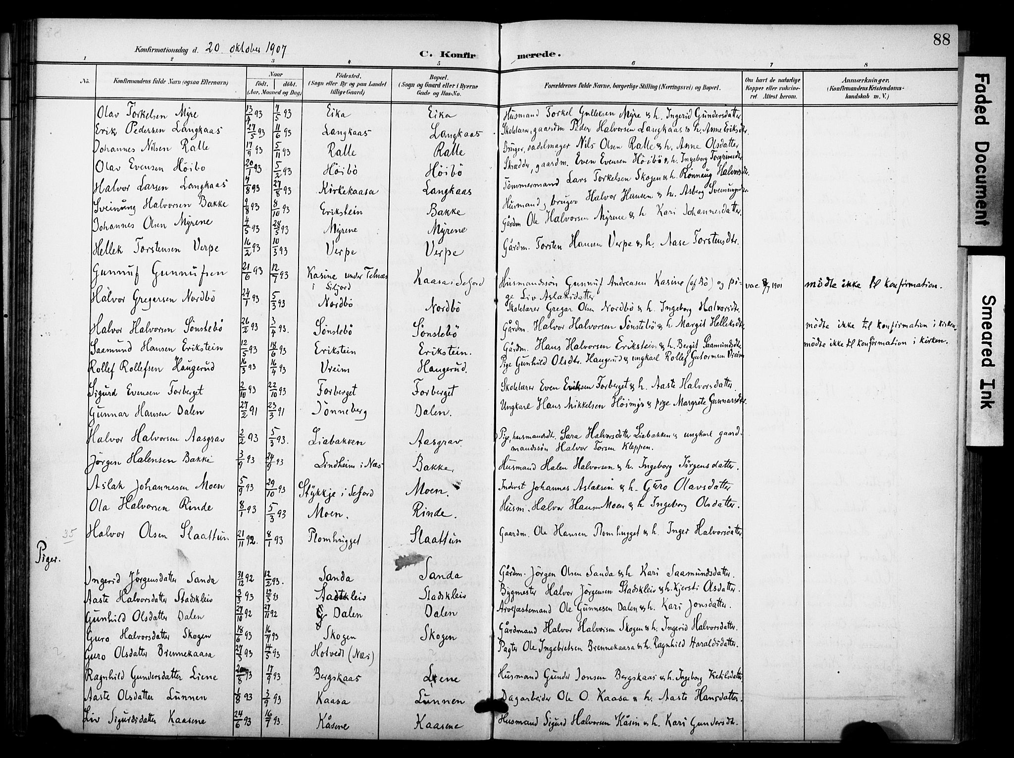 Bø kirkebøker, SAKO/A-257/F/Fa/L0012: Parish register (official) no. 12, 1900-1908, p. 88