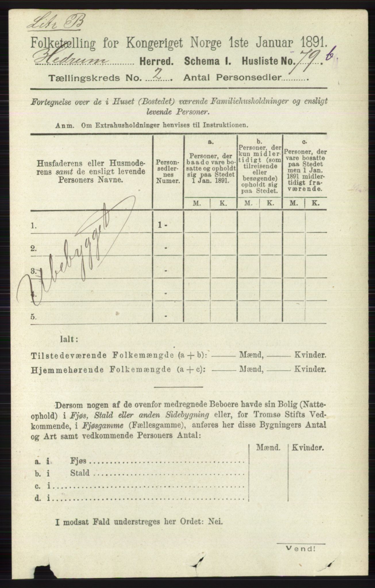 RA, 1891 census for 0727 Hedrum, 1891, p. 363
