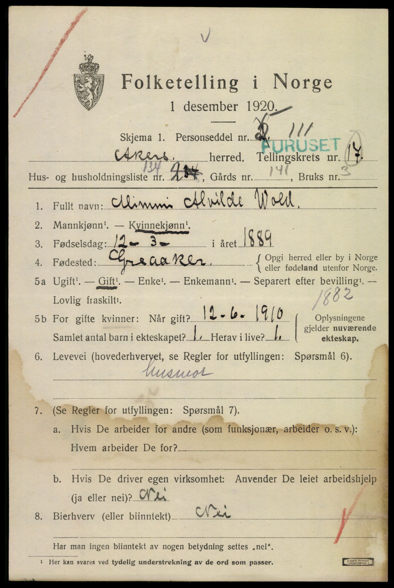 SAO, 1920 census for Aker, 1920, p. 105770