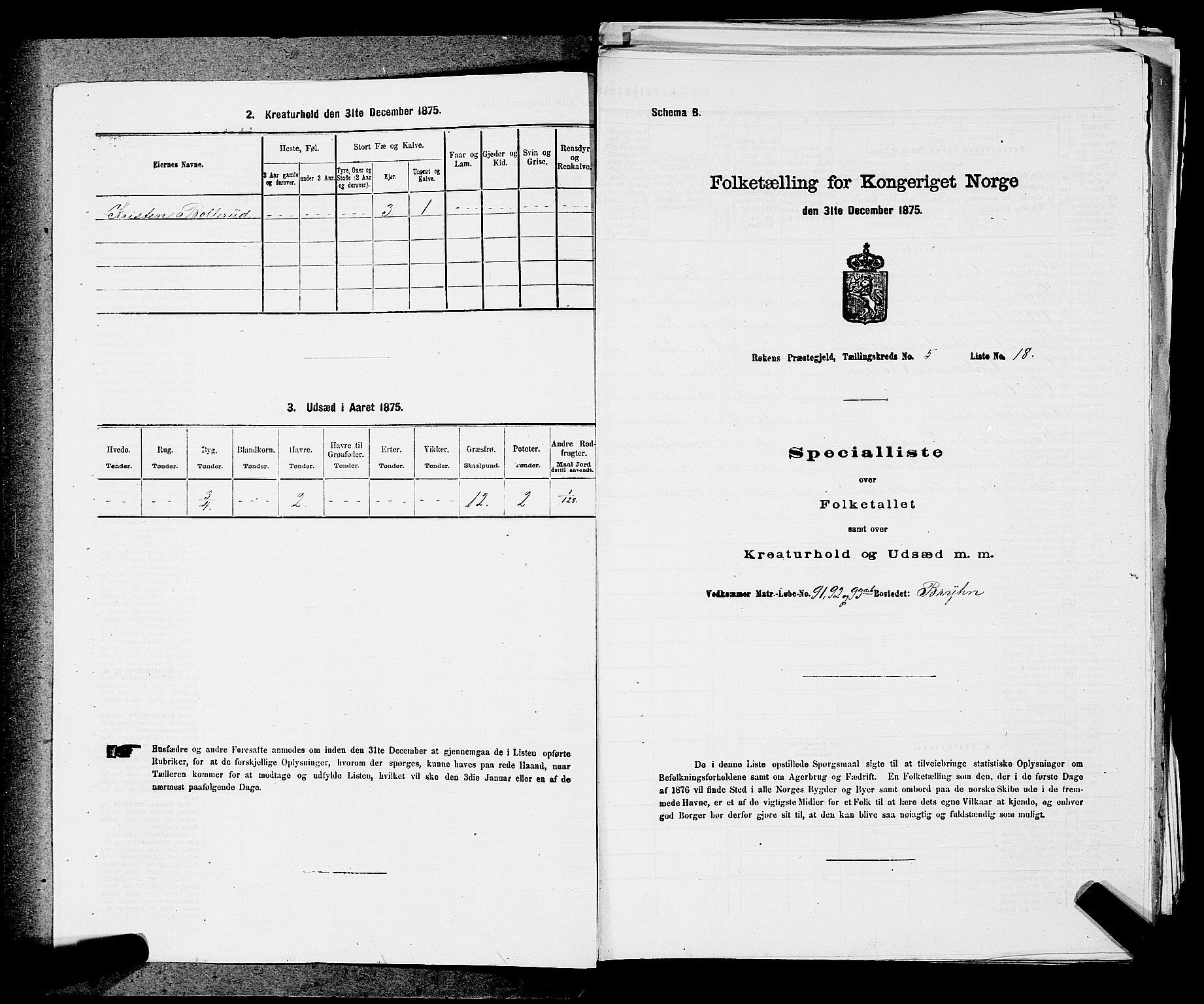 SAKO, 1875 census for 0627P Røyken, 1875, p. 604