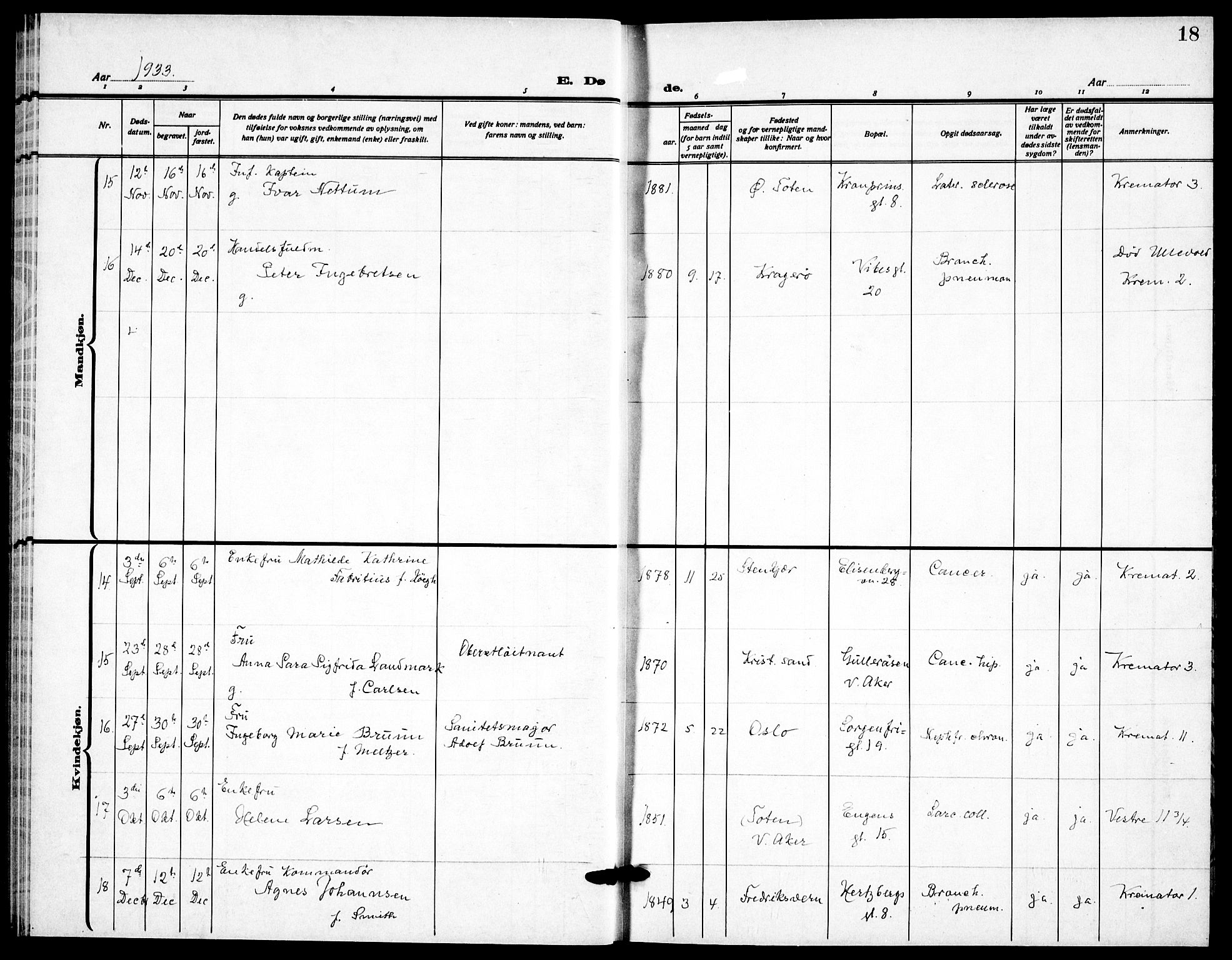 Garnisonsmenigheten Kirkebøker, AV/SAO-A-10846/F/Fa/L0020: Parish register (official) no. 20, 1930-1938, p. 18