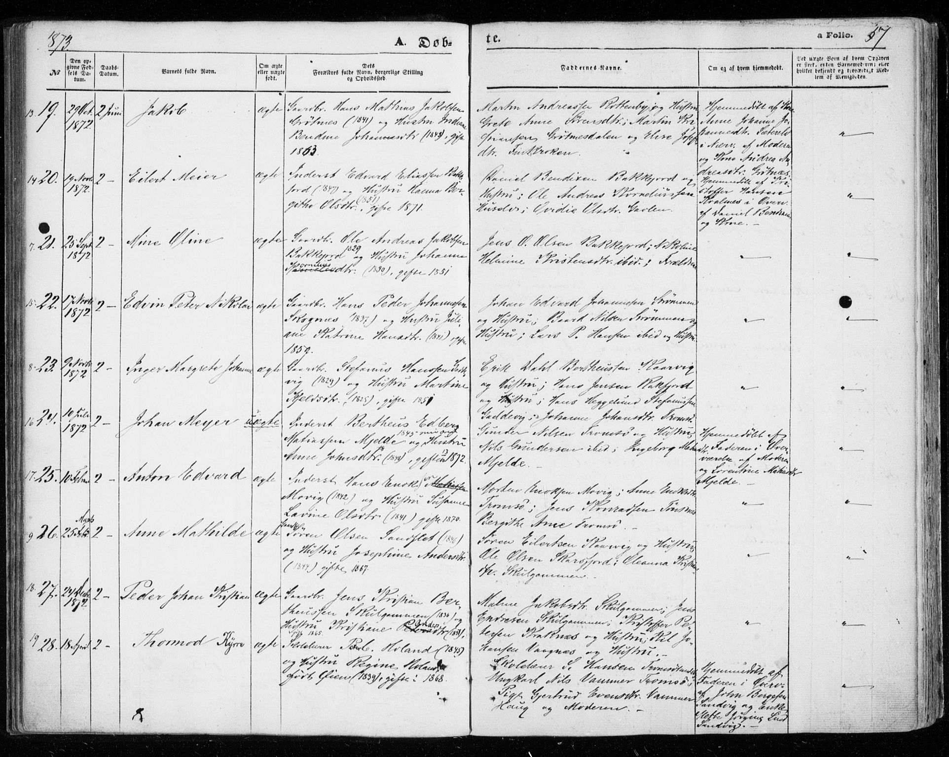 Tromsøysund sokneprestkontor, SATØ/S-1304/G/Ga/L0002kirke: Parish register (official) no. 2, 1867-1875, p. 57