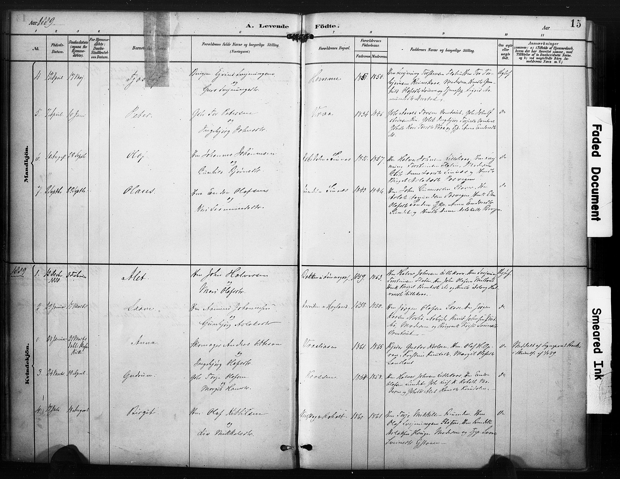Kviteseid kirkebøker, SAKO/A-276/F/Fc/L0002: Parish register (official) no. III 2, 1882-1908, p. 15