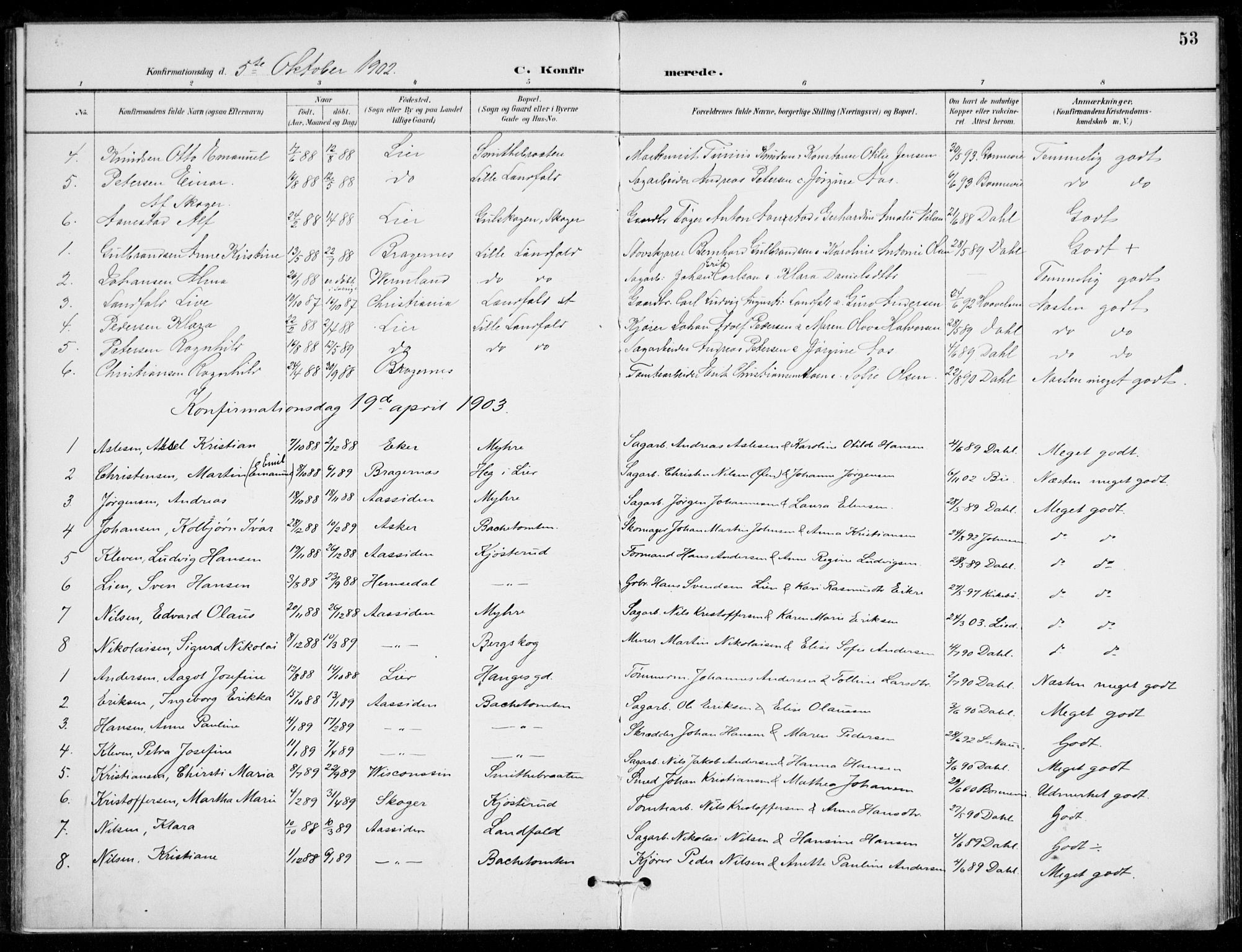 Åssiden kirkebøker, SAKO/A-251/F/Fa/L0002: Parish register (official) no. 2, 1896-1916, p. 53