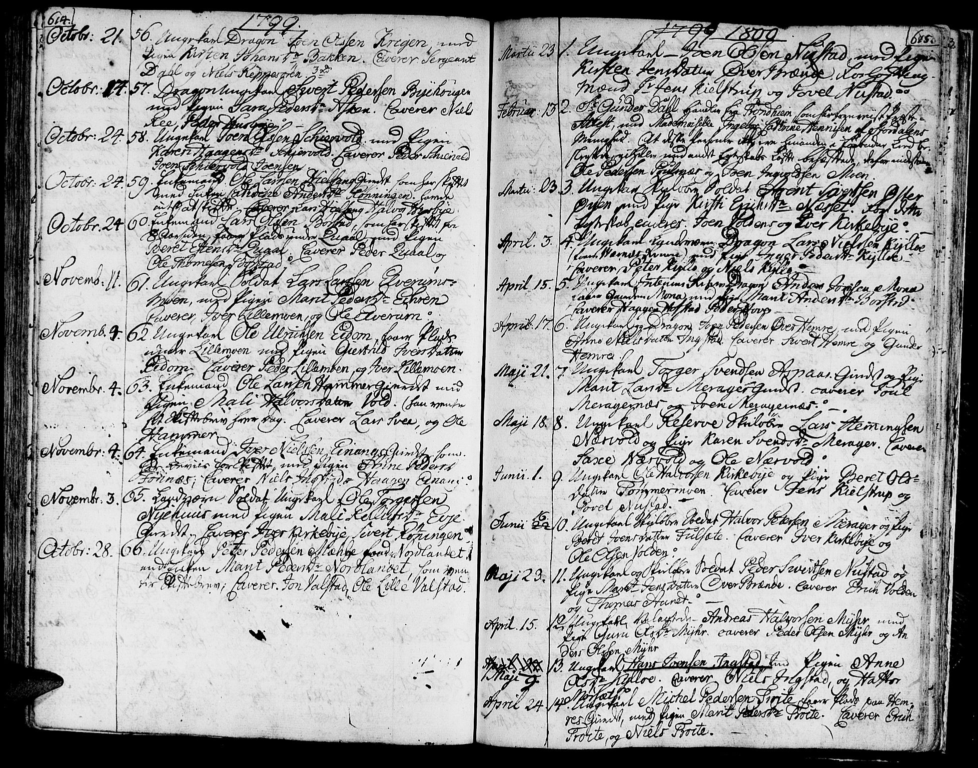 Ministerialprotokoller, klokkerbøker og fødselsregistre - Nord-Trøndelag, SAT/A-1458/709/L0060: Parish register (official) no. 709A07, 1797-1815, p. 614-615