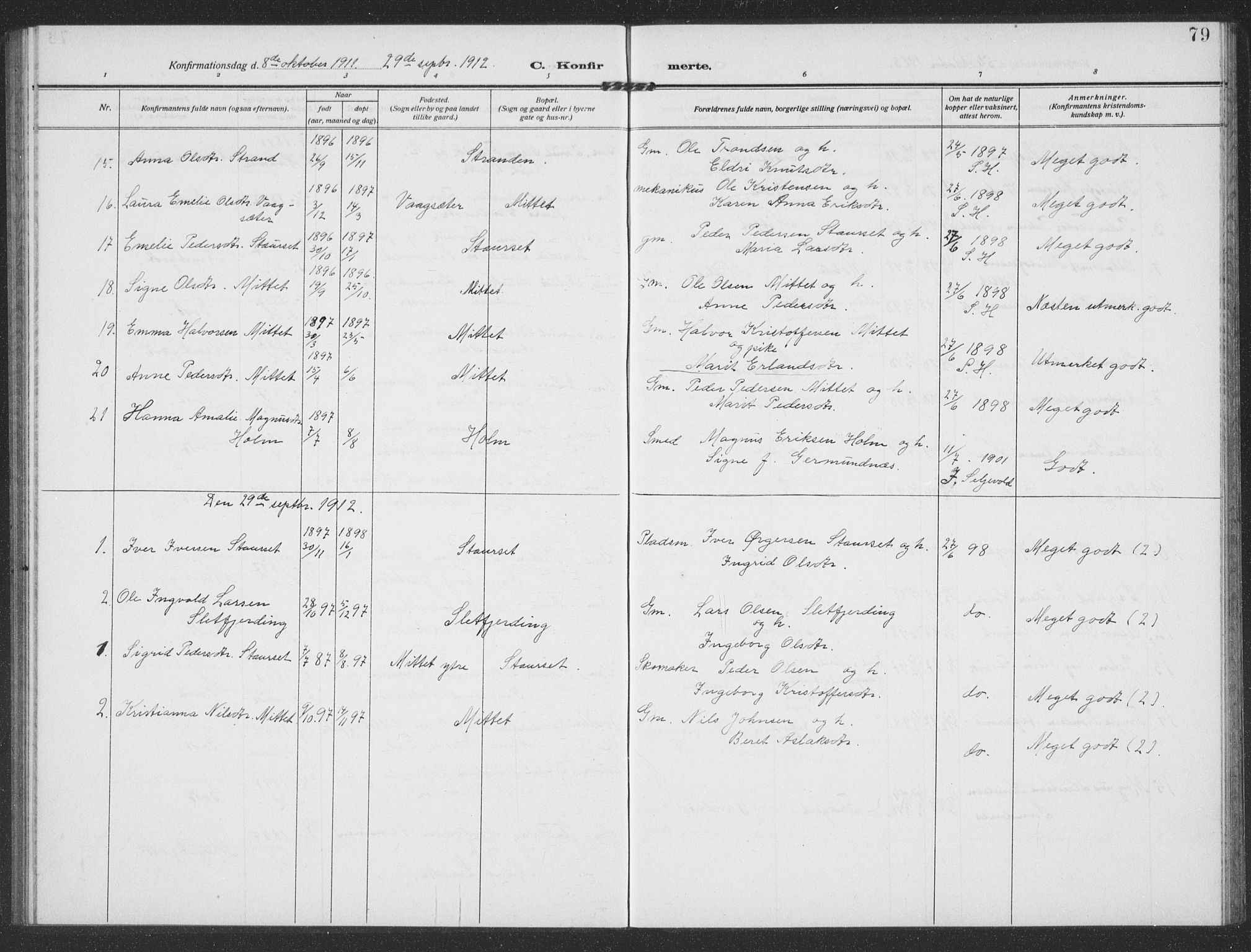 Ministerialprotokoller, klokkerbøker og fødselsregistre - Møre og Romsdal, AV/SAT-A-1454/549/L0615: Parish register (copy) no. 549C01, 1905-1932, p. 79