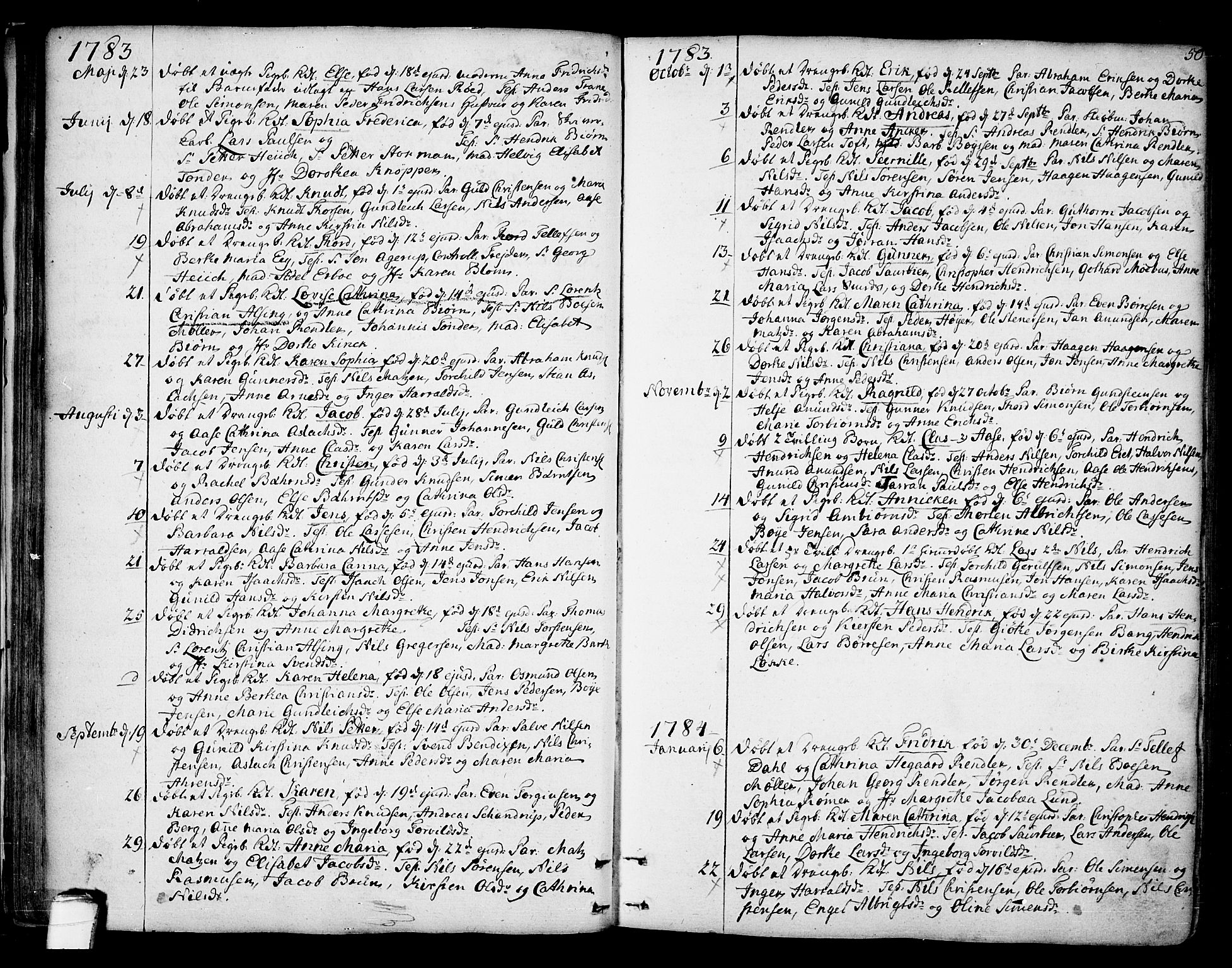 Kragerø kirkebøker, SAKO/A-278/F/Fa/L0002: Parish register (official) no. 2, 1767-1802, p. 50