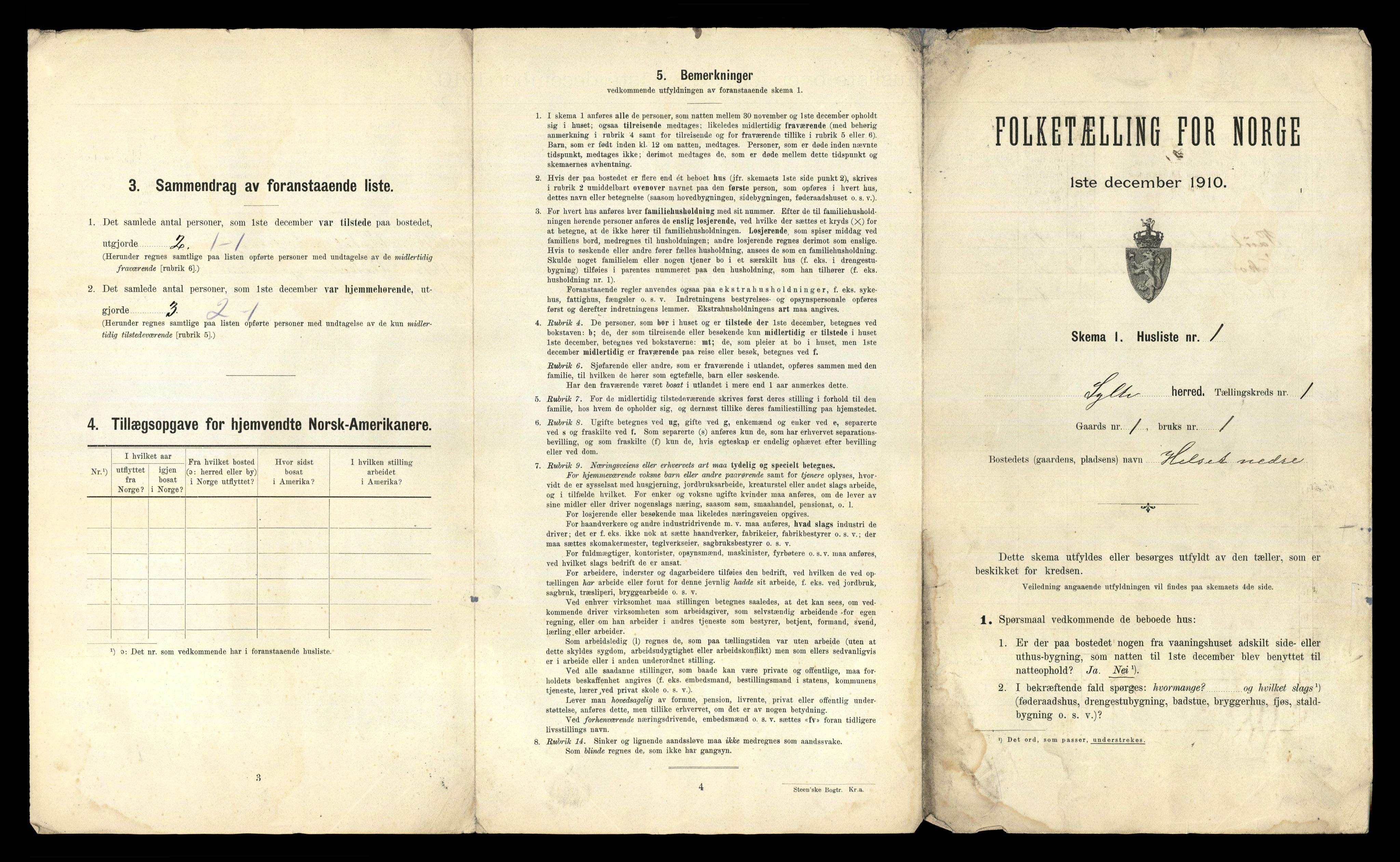 RA, 1910 census for Sylte, 1910, p. 20