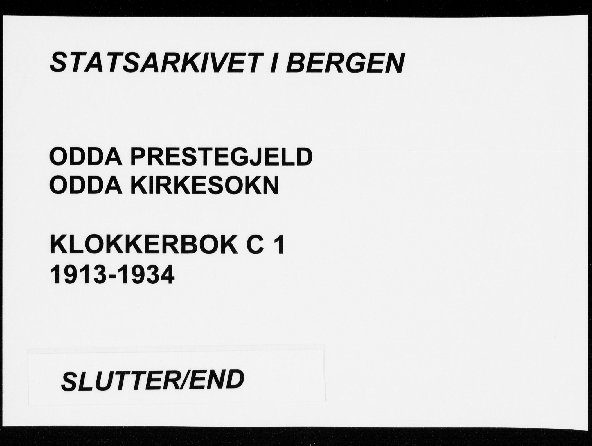 Odda Sokneprestembete, AV/SAB-A-77201/H/Hab: Parish register (copy) no. C  1, 1913-1934