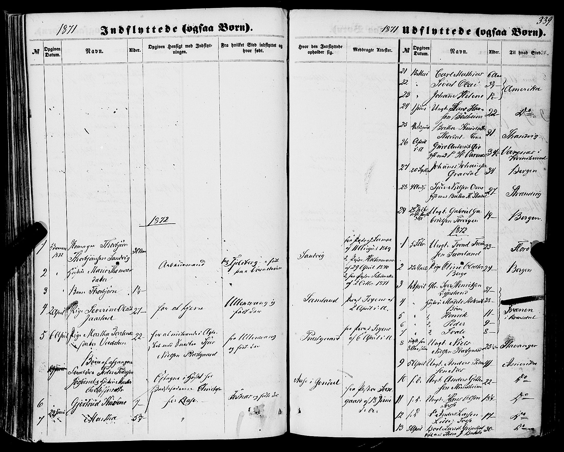 Strandebarm sokneprestembete, SAB/A-78401/H/Haa: Parish register (official) no. A 8, 1858-1872, p. 339