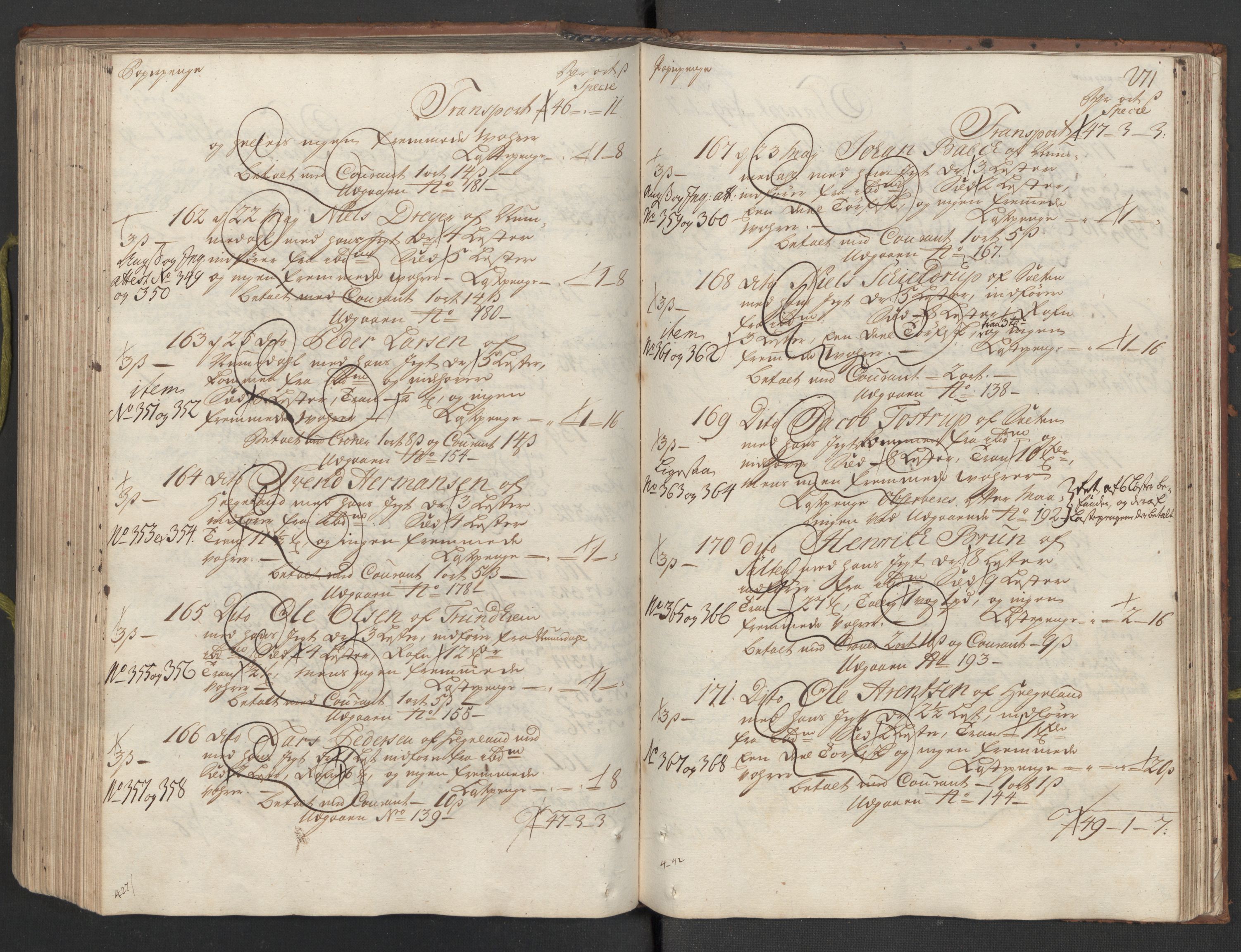 Generaltollkammeret, tollregnskaper, AV/RA-EA-5490/R26/L0023/0001: Tollregnskaper Bergen A / Inngående hovedtollbok, 1733, p. 224b-225a