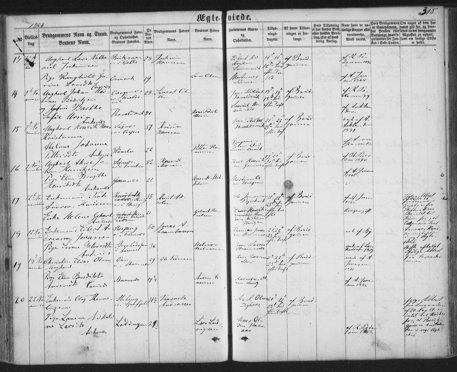 Ministerialprotokoller, klokkerbøker og fødselsregistre - Nordland, AV/SAT-A-1459/863/L0896: Parish register (official) no. 863A08, 1861-1871, p. 315