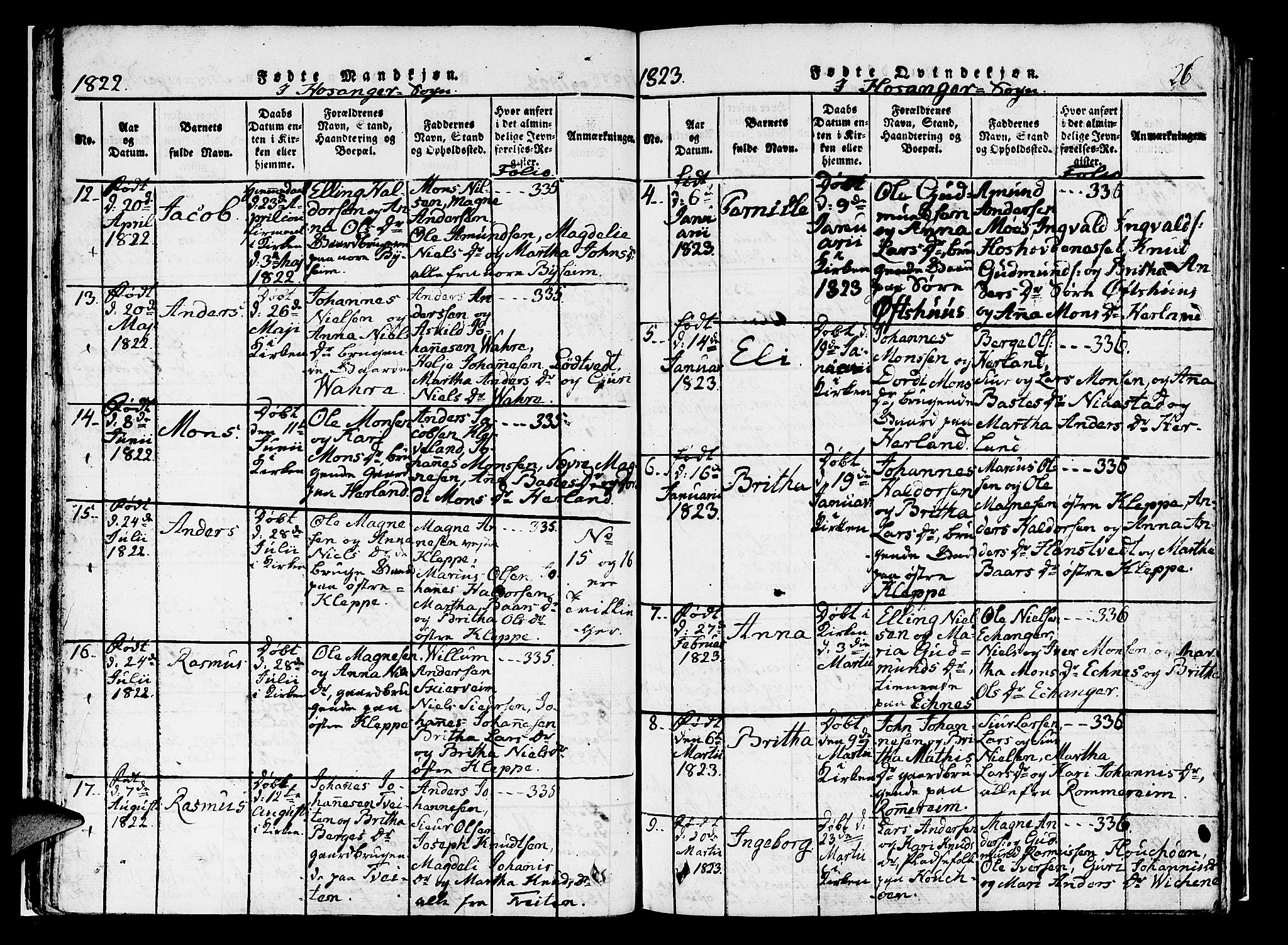 Hosanger sokneprestembete, AV/SAB-A-75801/H/Haa: Parish register (official) no. A 5, 1815-1824, p. 26