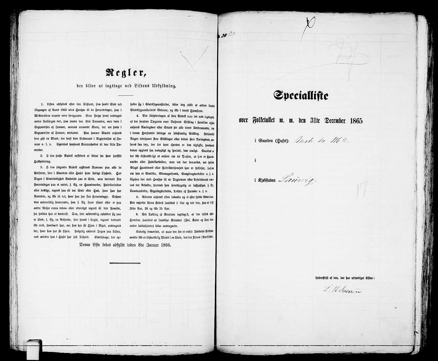 RA, 1865 census for Larvik, 1865, p. 257