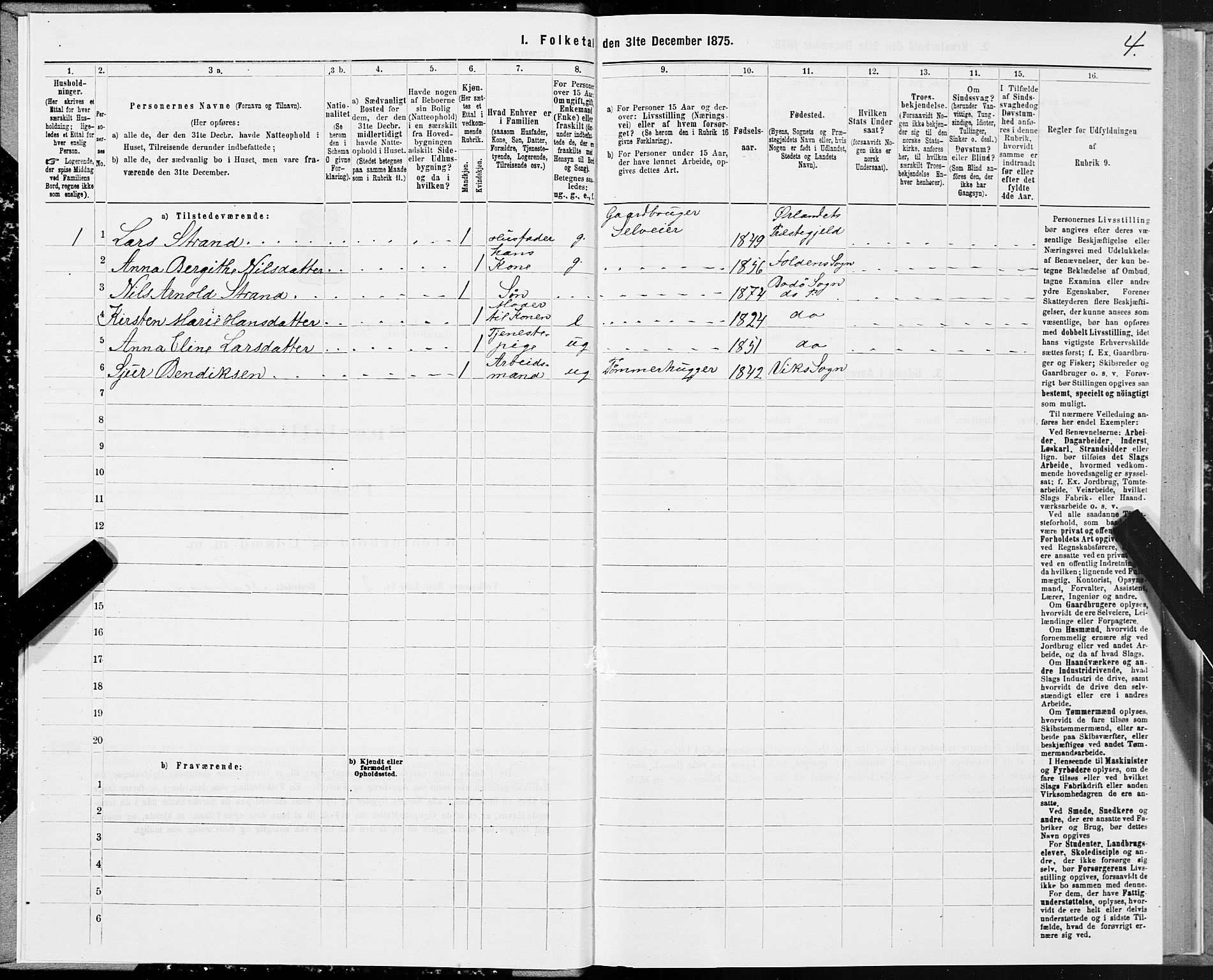 SAT, 1875 census for 1843L Bodø/Bodø, 1875, p. 1004