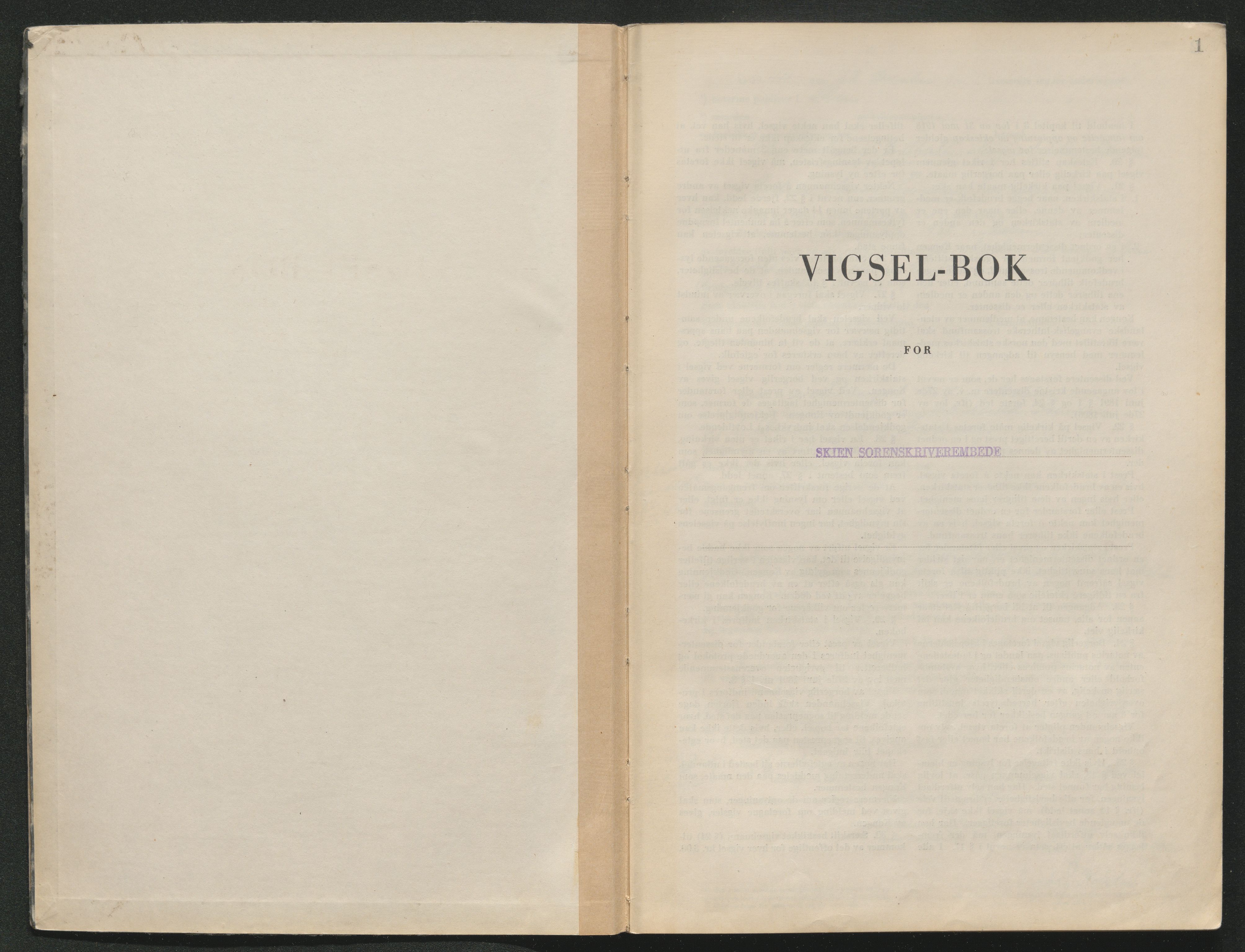 Skien sorenskriveri, AV/SAKO-A-225/L/La/L0001: Vigselsprotokoll, 1920-1947, p. 1