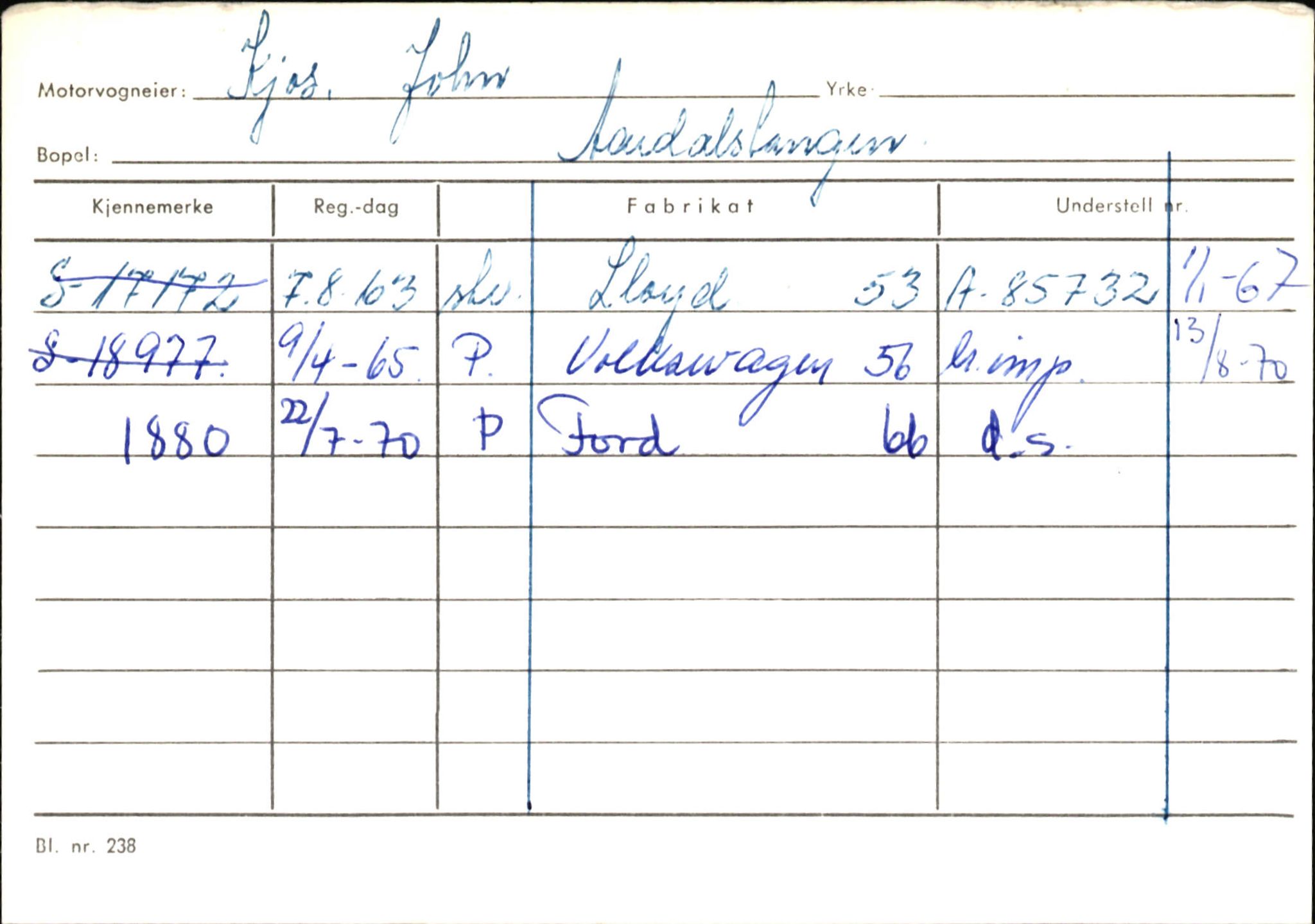 Statens vegvesen, Sogn og Fjordane vegkontor, AV/SAB-A-5301/4/F/L0145: Registerkort Vågsøy S-Å. Årdal I-P, 1945-1975, p. 1140