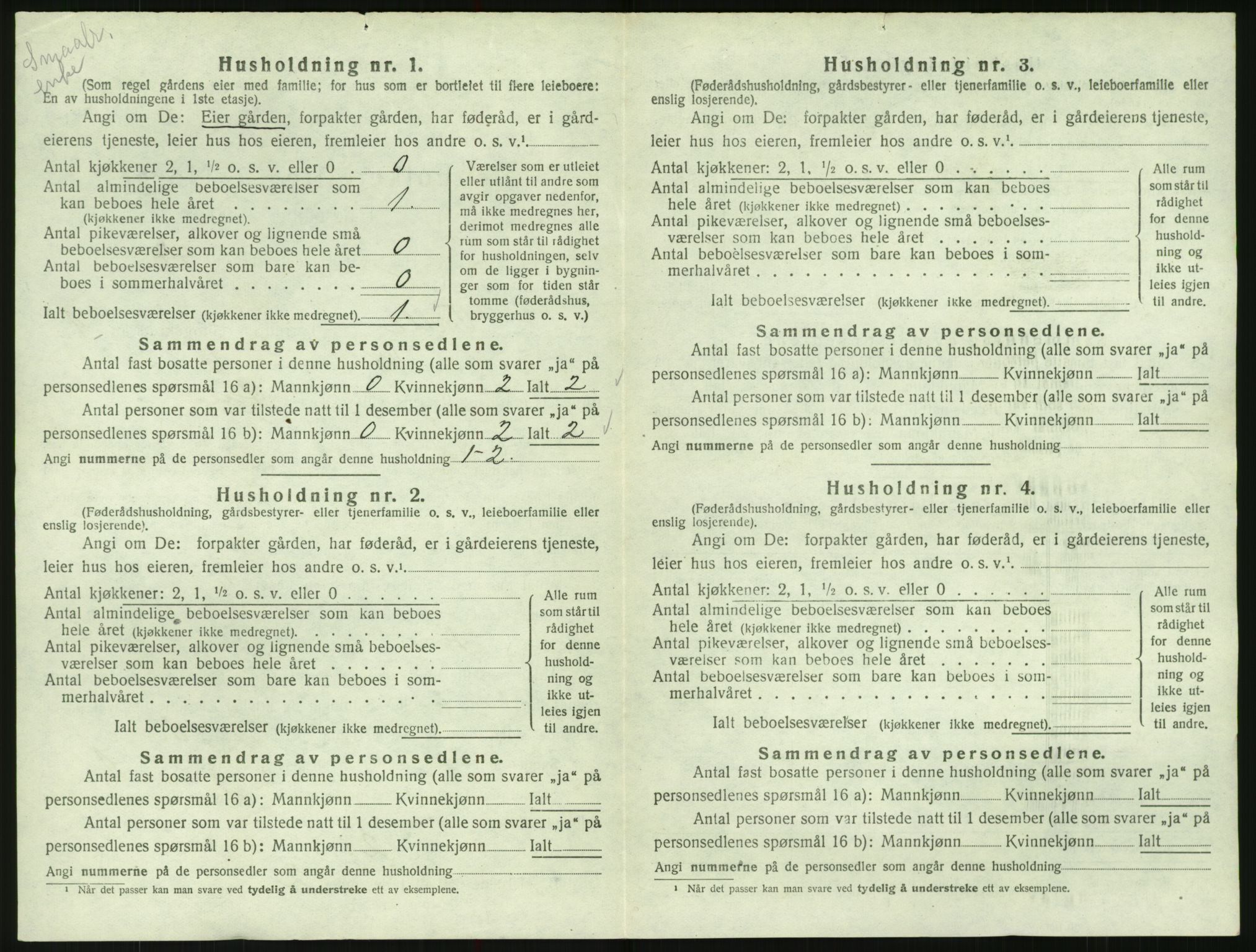 SAK, 1920 census for Valle, 1920, p. 112