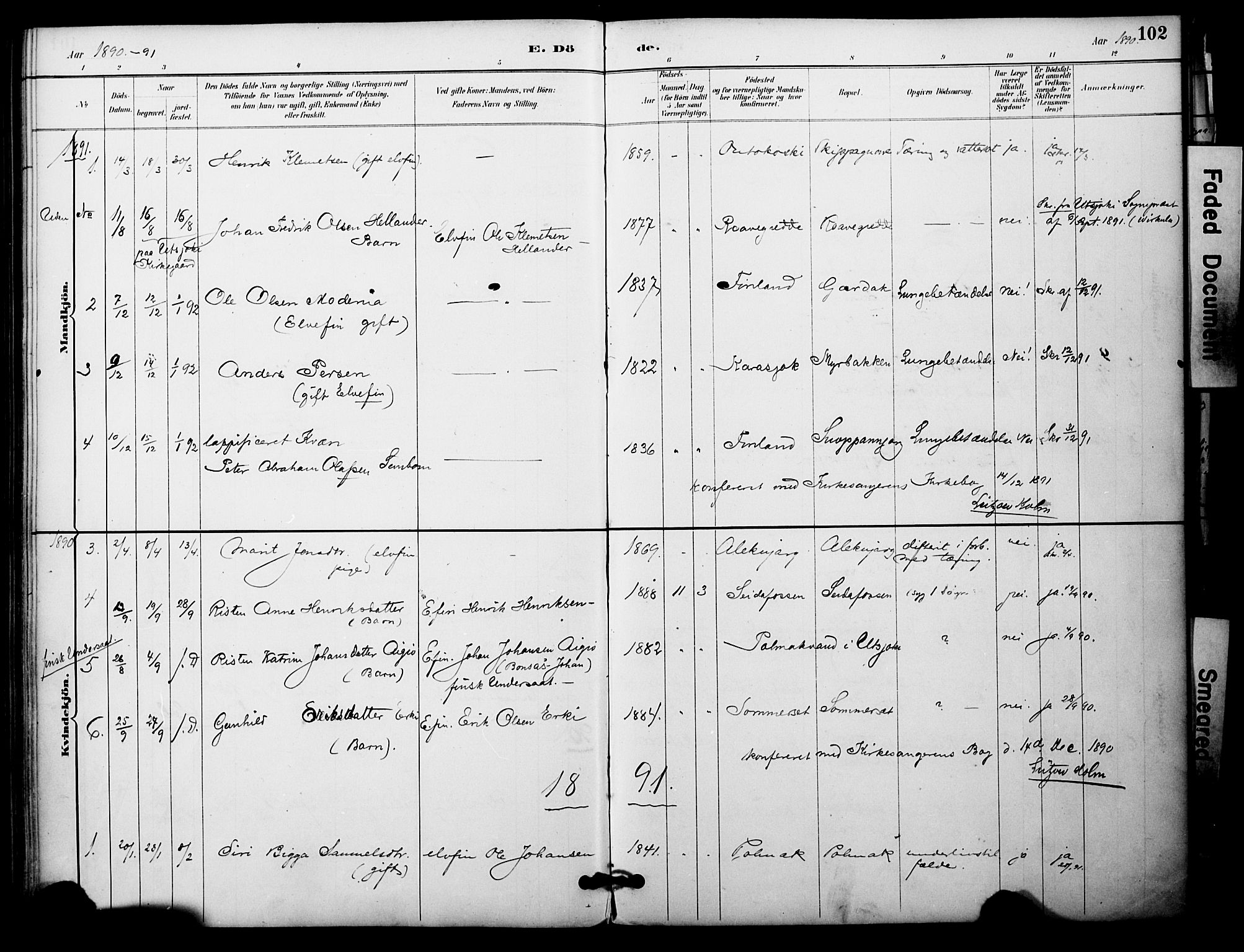 Nesseby sokneprestkontor, AV/SATØ-S-1330/H/Ha/L0005kirke: Parish register (official) no. 5, 1885-1906, p. 102