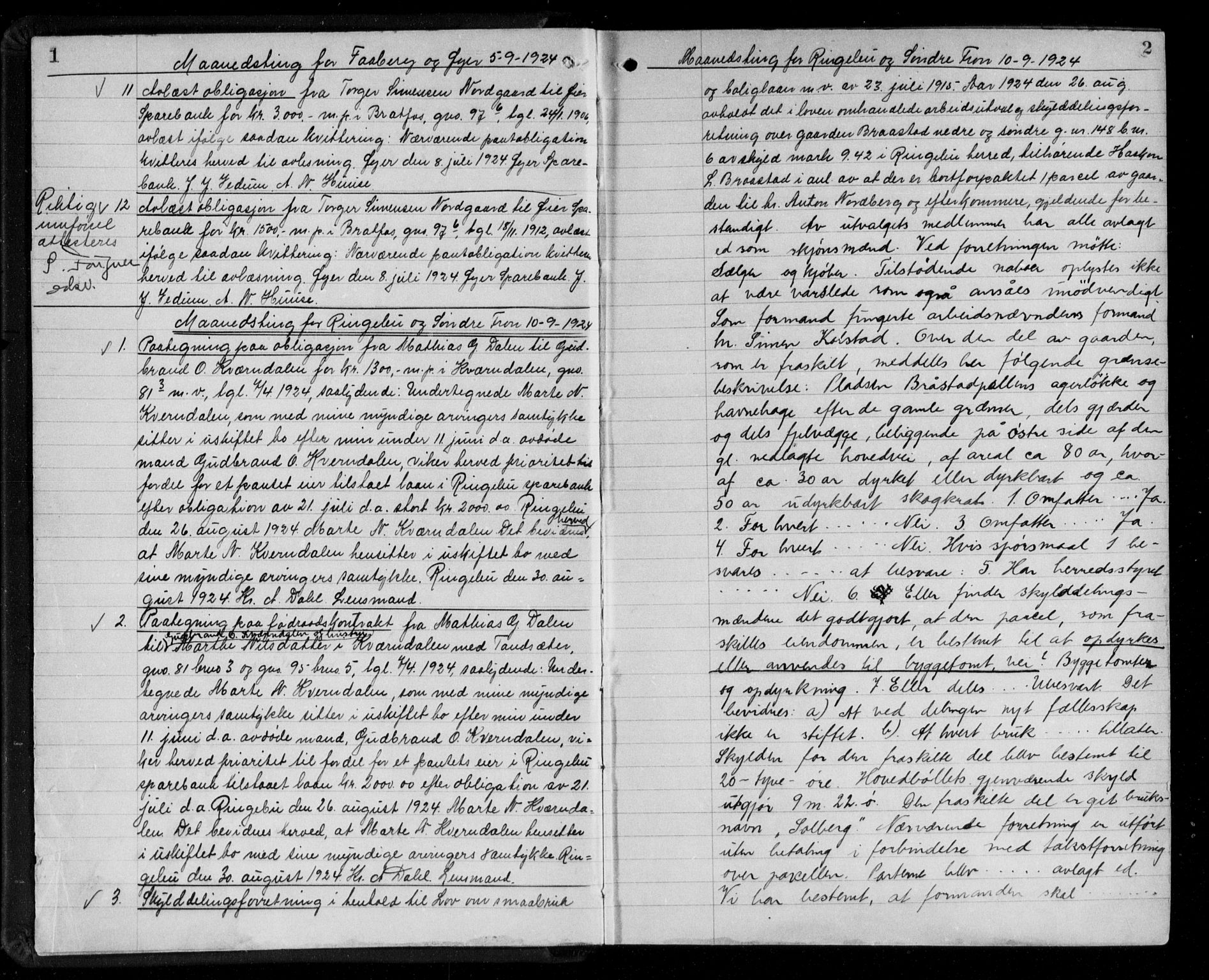Sør-Gudbrandsdal tingrett, AV/SAH-TING-004/H/Hb/Hbb/L0012: Mortgage book no. II 12, 1924-1926, p. 1-2