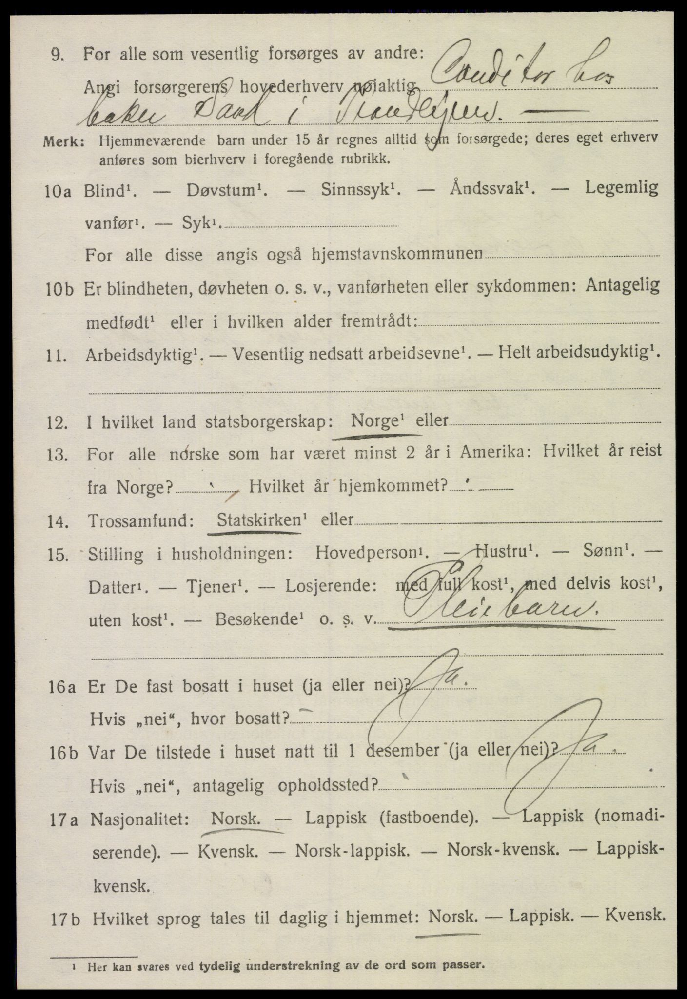 SAT, 1920 census for Leksvik, 1920, p. 2891