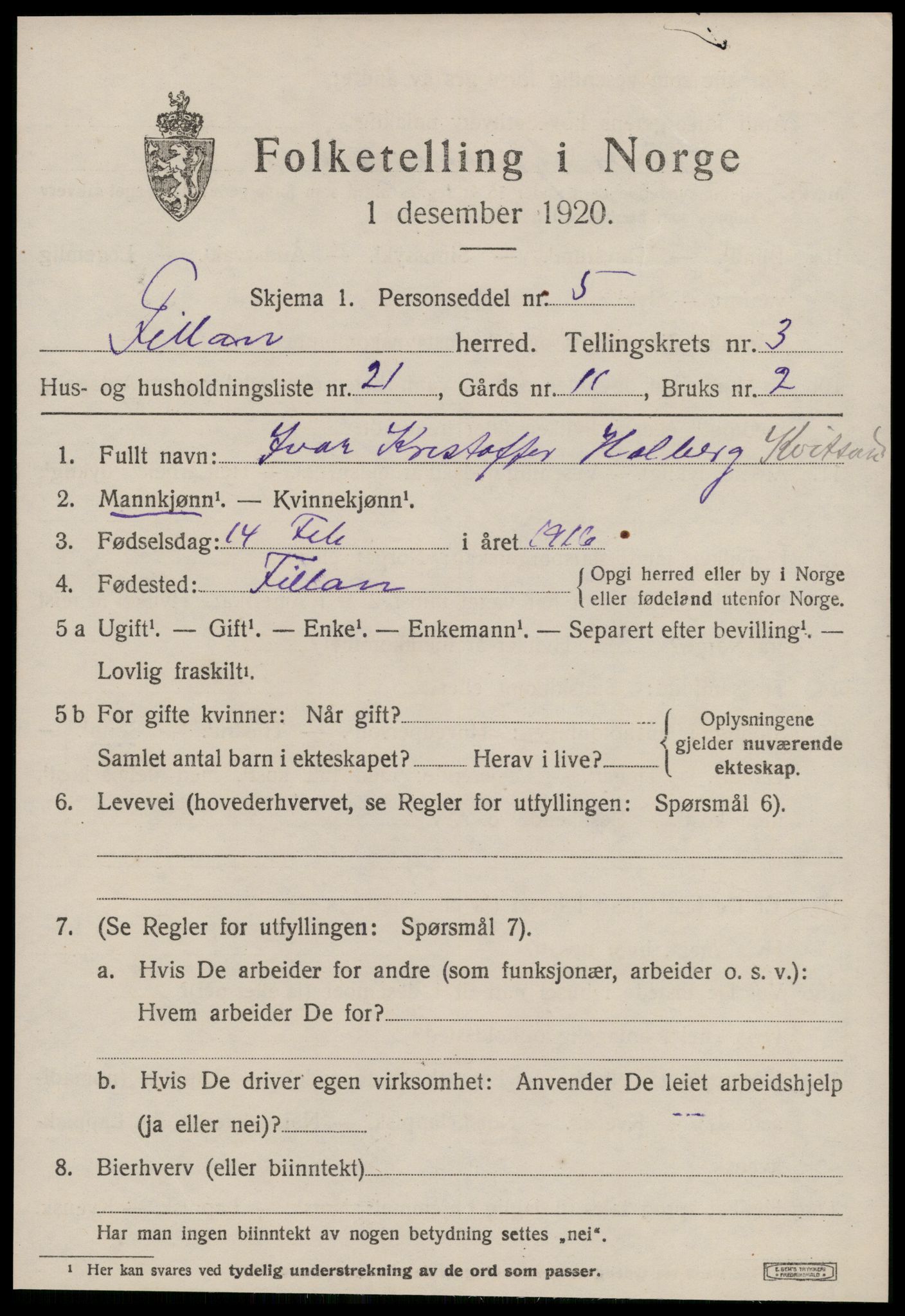 SAT, 1920 census for Fillan, 1920, p. 1756