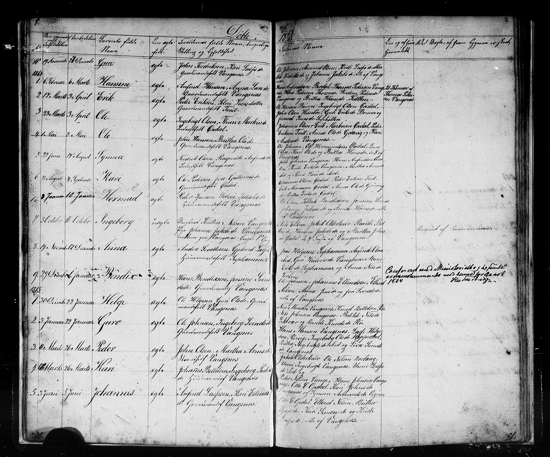 Vik sokneprestembete, AV/SAB-A-81501/H/Hab/Habc/L0001: Parish register (copy) no. C 1, 1853-1879, p. 8