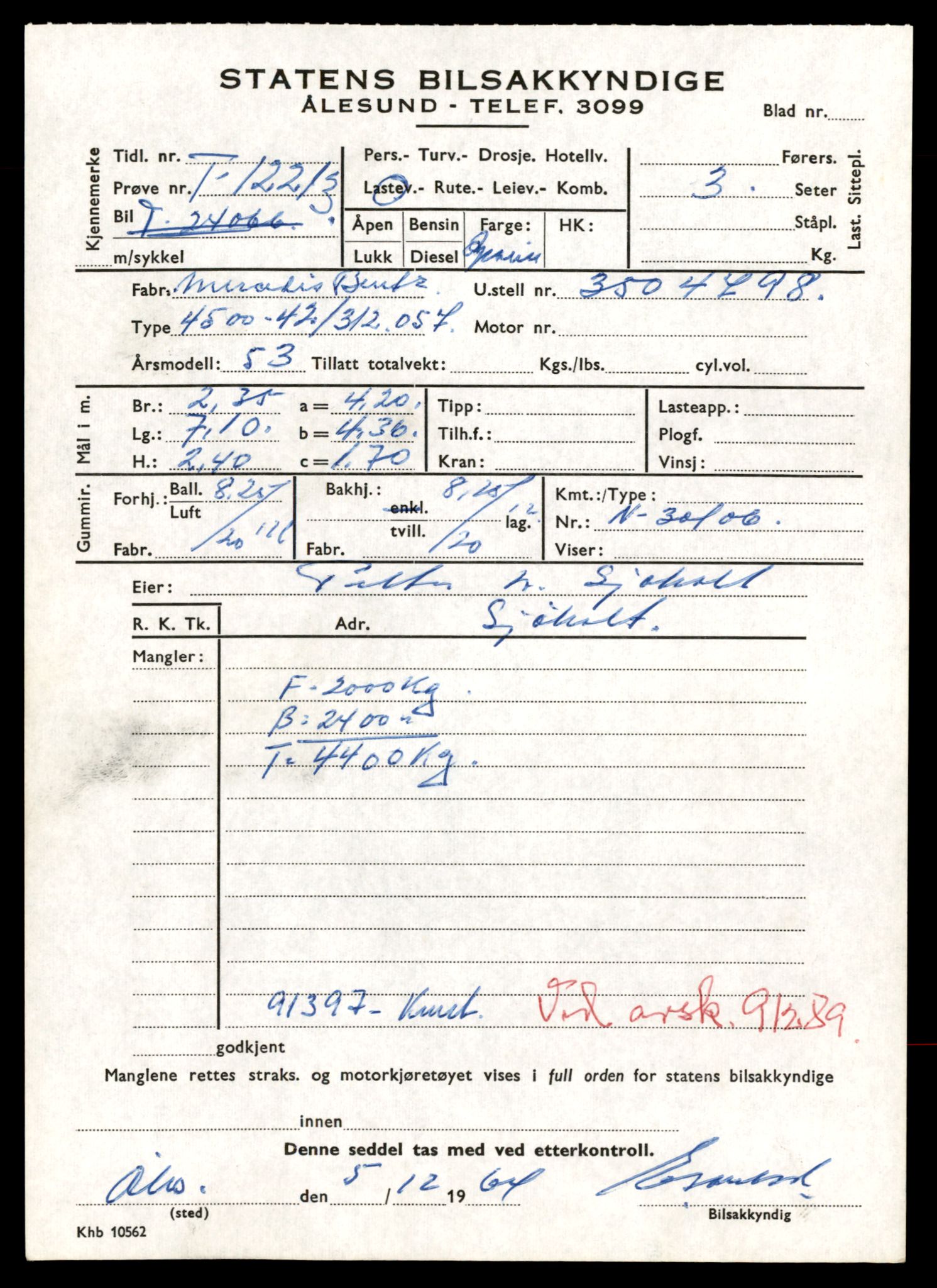 Møre og Romsdal vegkontor - Ålesund trafikkstasjon, AV/SAT-A-4099/F/Fe/L0033: Registreringskort for kjøretøy T 12151 - T 12474, 1927-1998, p. 2447