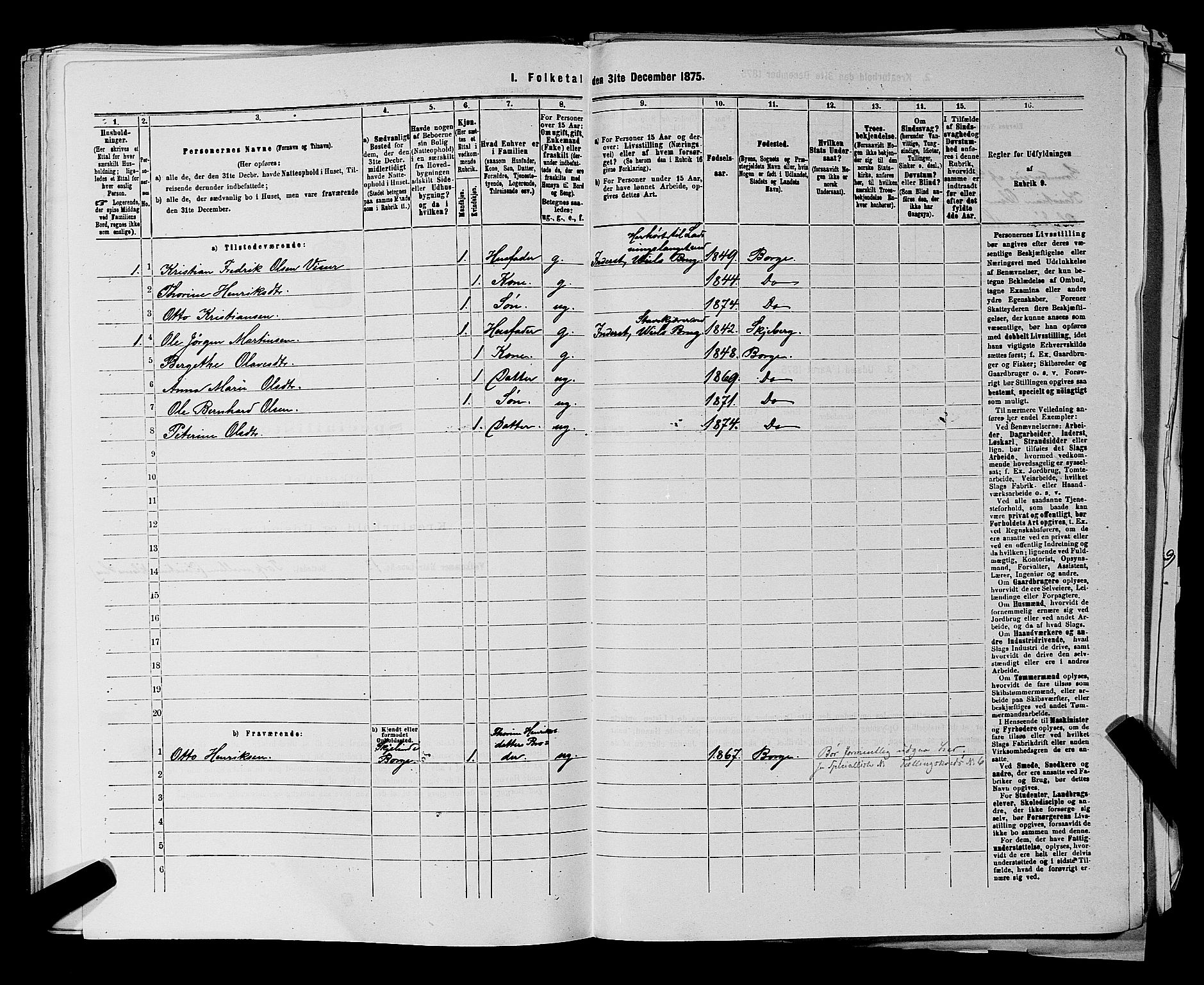 RA, 1875 census for 0113P Borge, 1875, p. 478