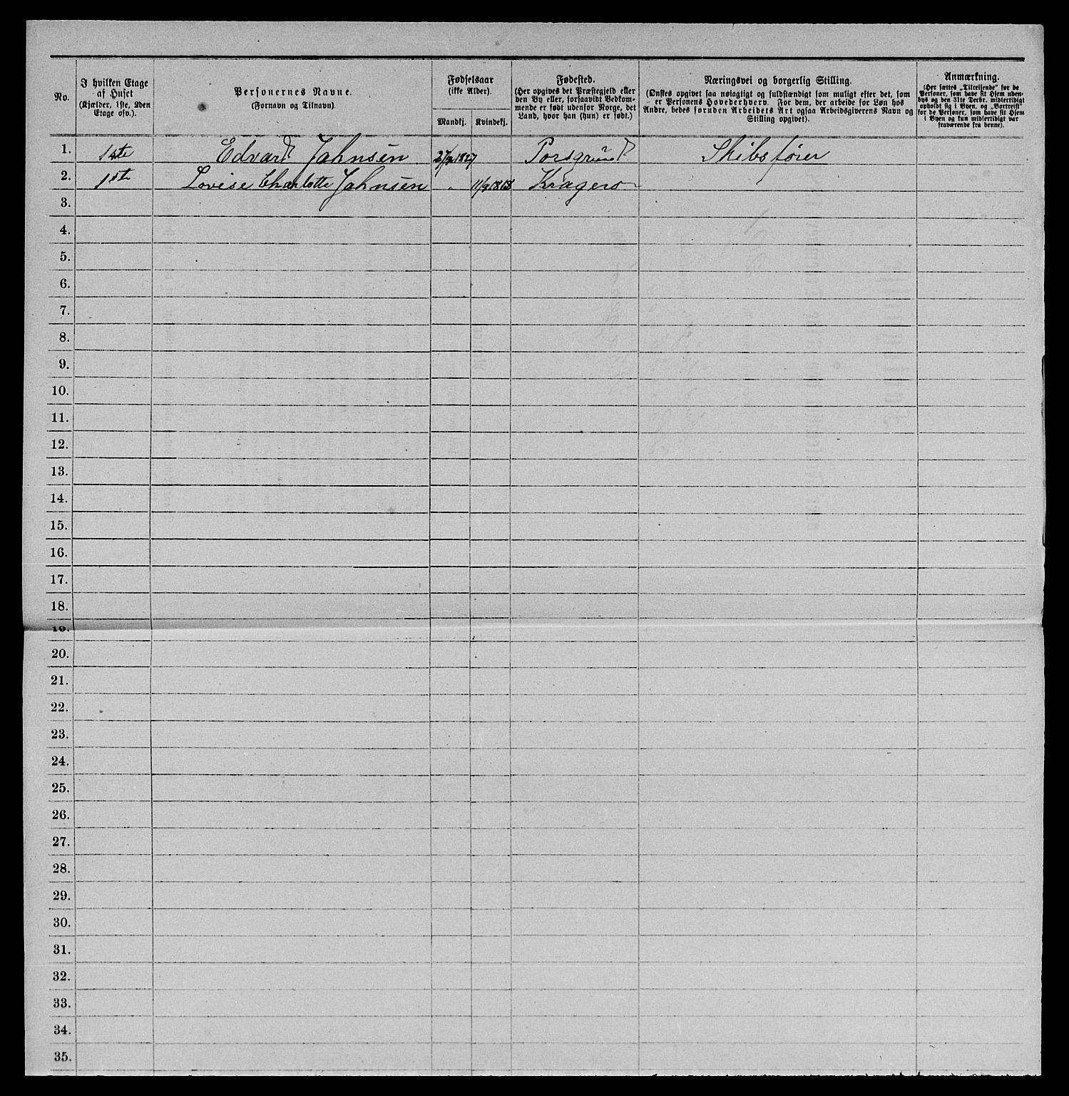 SAKO, 1885 census for 0801 Kragerø, 1885, p. 1416