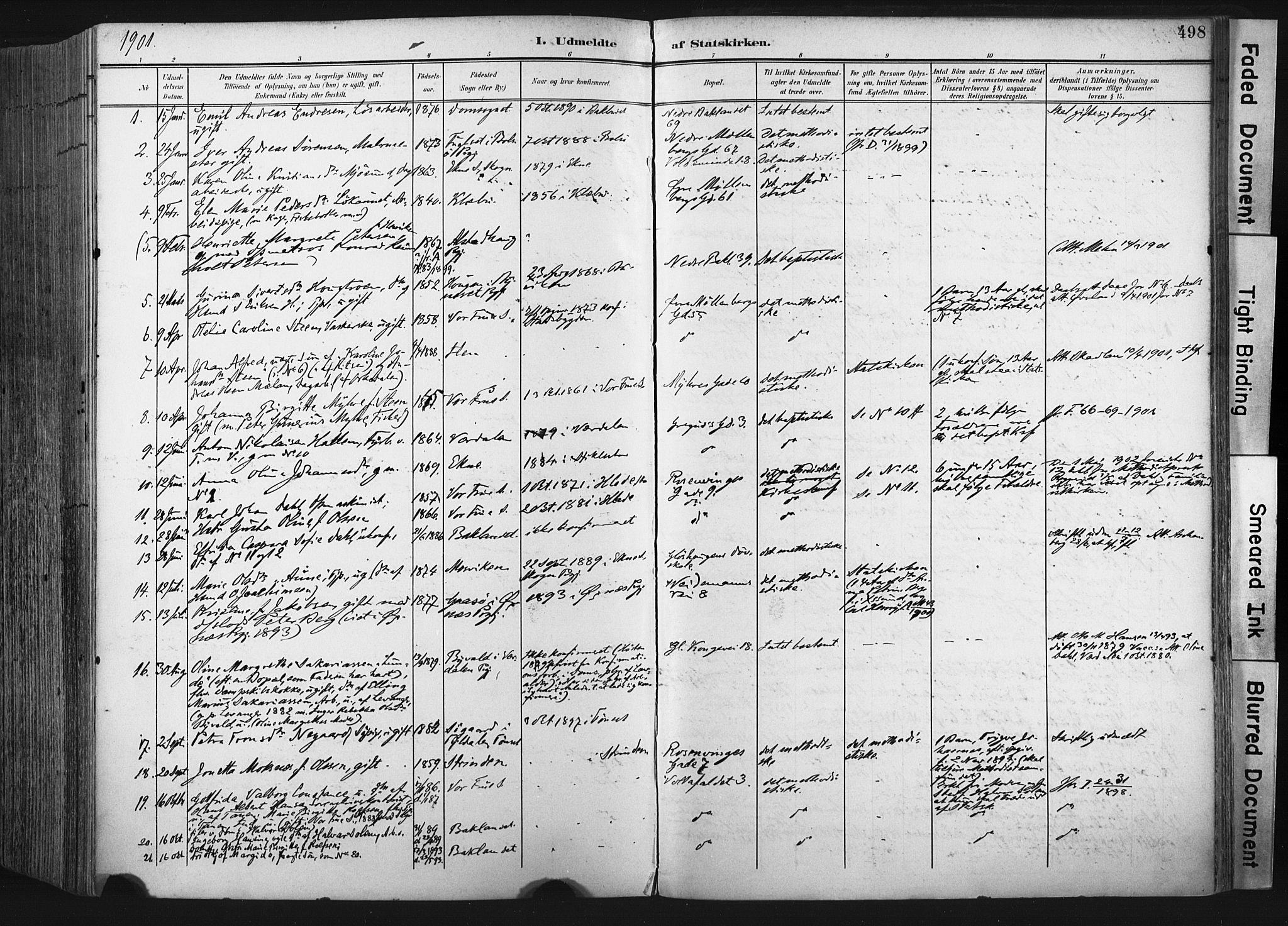 Ministerialprotokoller, klokkerbøker og fødselsregistre - Sør-Trøndelag, SAT/A-1456/604/L0201: Parish register (official) no. 604A21, 1901-1911, p. 498