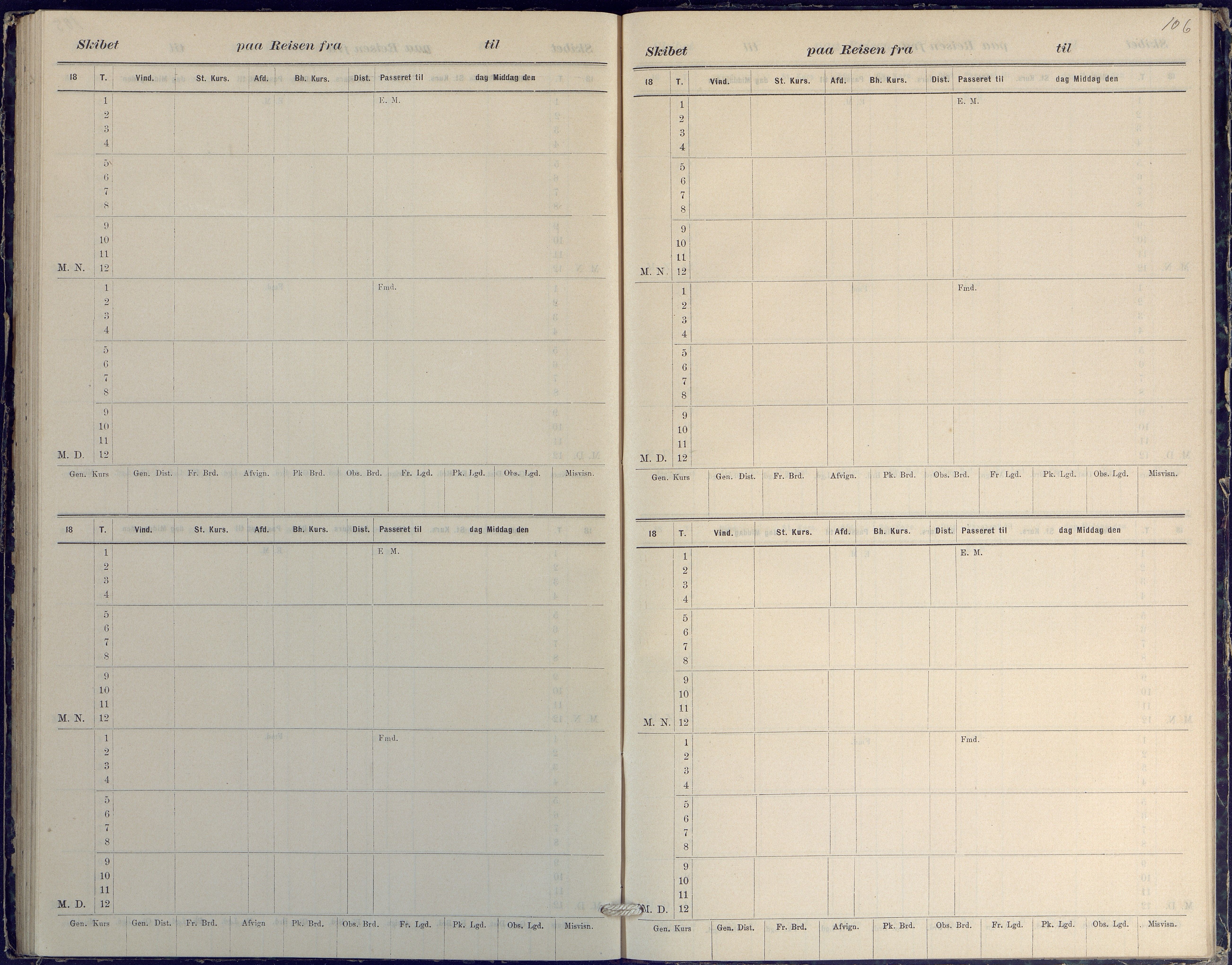 Fartøysarkivet, AAKS/PA-1934/F/L0186/0003: Jotun (bark) / Skipsjournal Jotun 1882-1884, 1882-1884, p. 106