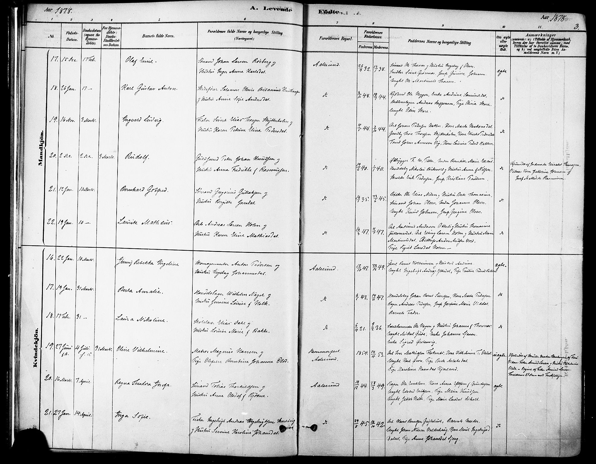 Ministerialprotokoller, klokkerbøker og fødselsregistre - Møre og Romsdal, AV/SAT-A-1454/529/L0454: Parish register (official) no. 529A04, 1878-1885, p. 3