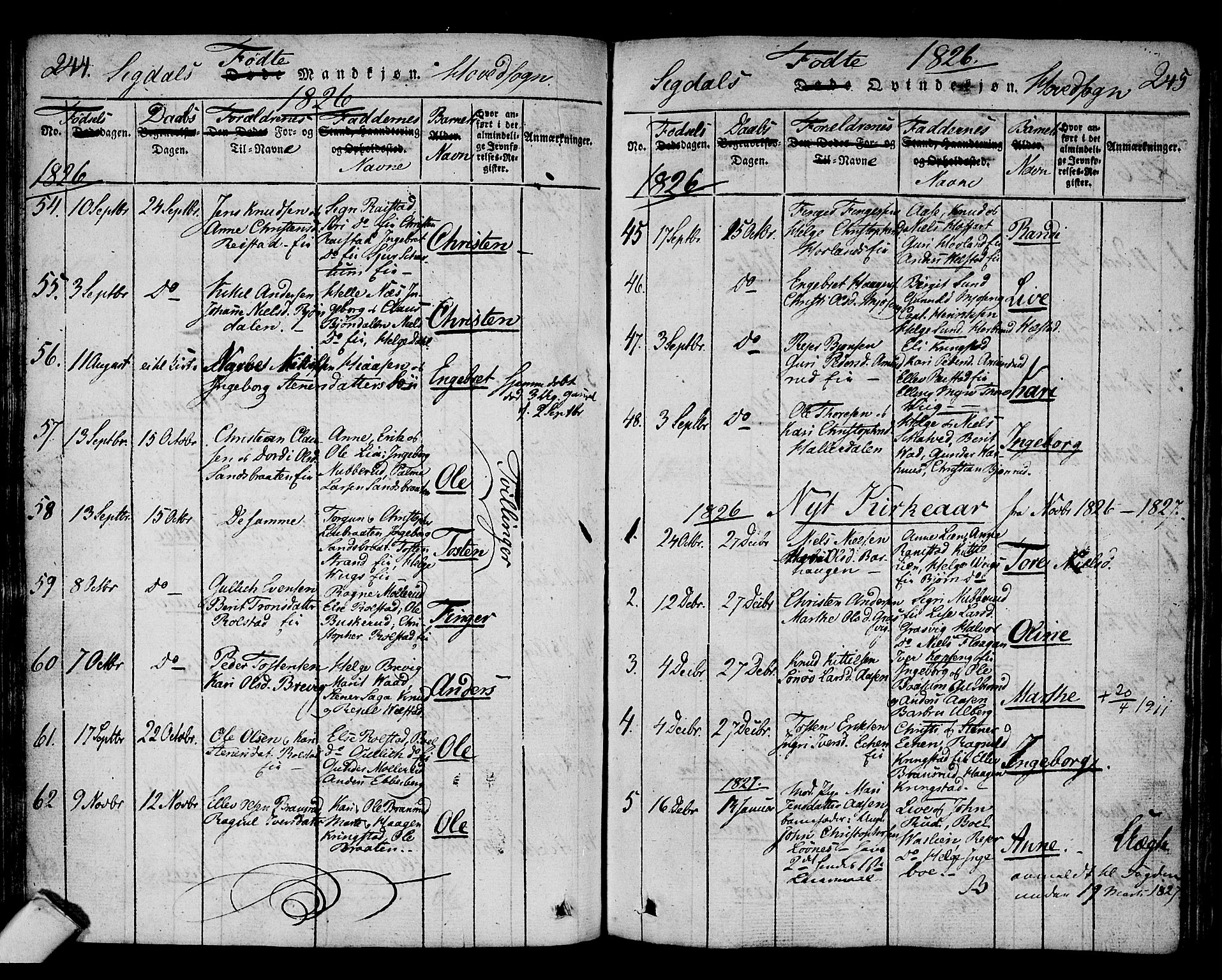 Sigdal kirkebøker, SAKO/A-245/F/Fa/L0005: Parish register (official) no. I 5 /1, 1815-1829, p. 244-245