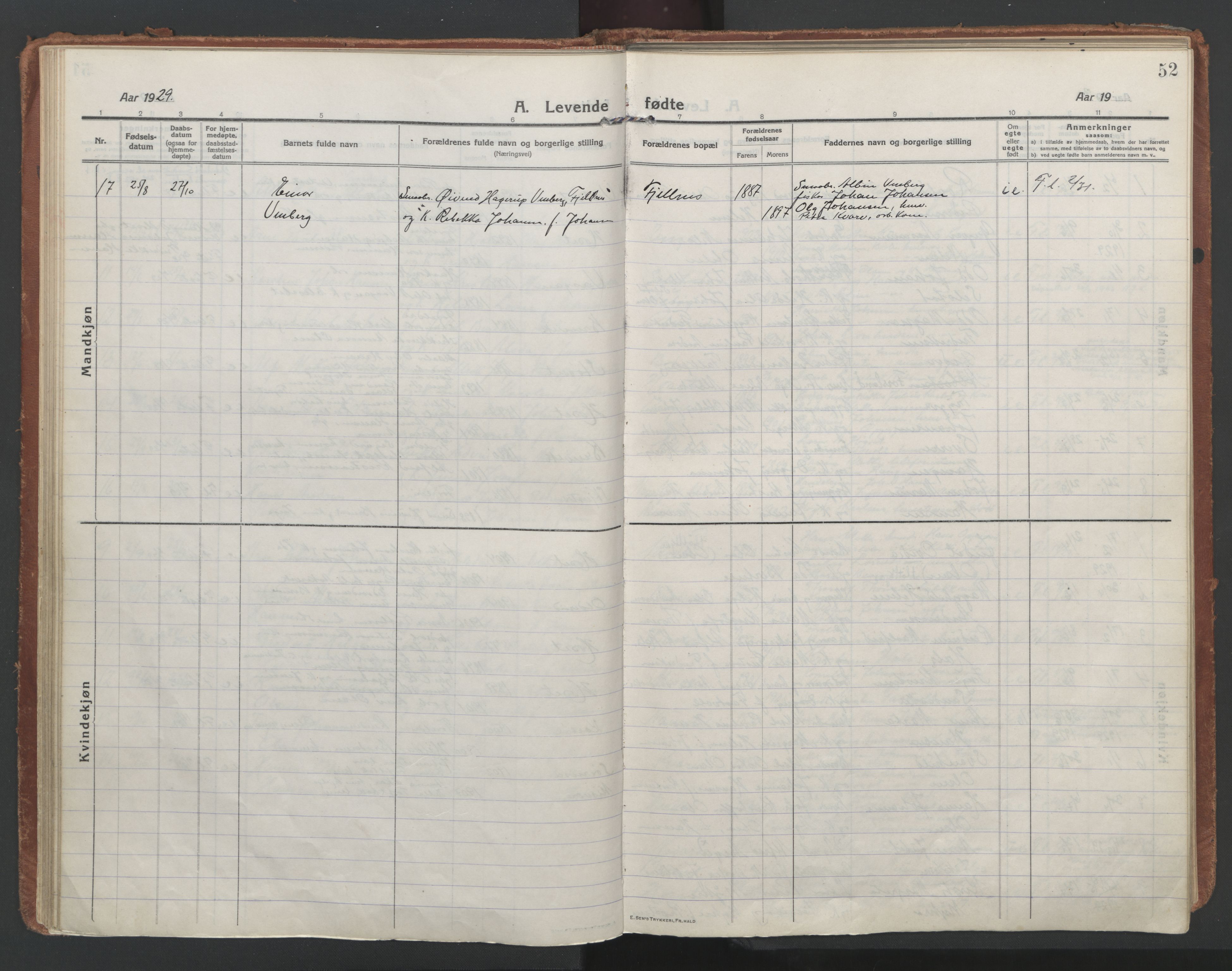 Ministerialprotokoller, klokkerbøker og fødselsregistre - Nordland, AV/SAT-A-1459/852/L0748: Parish register (official) no. 852A18, 1913-1932, p. 52