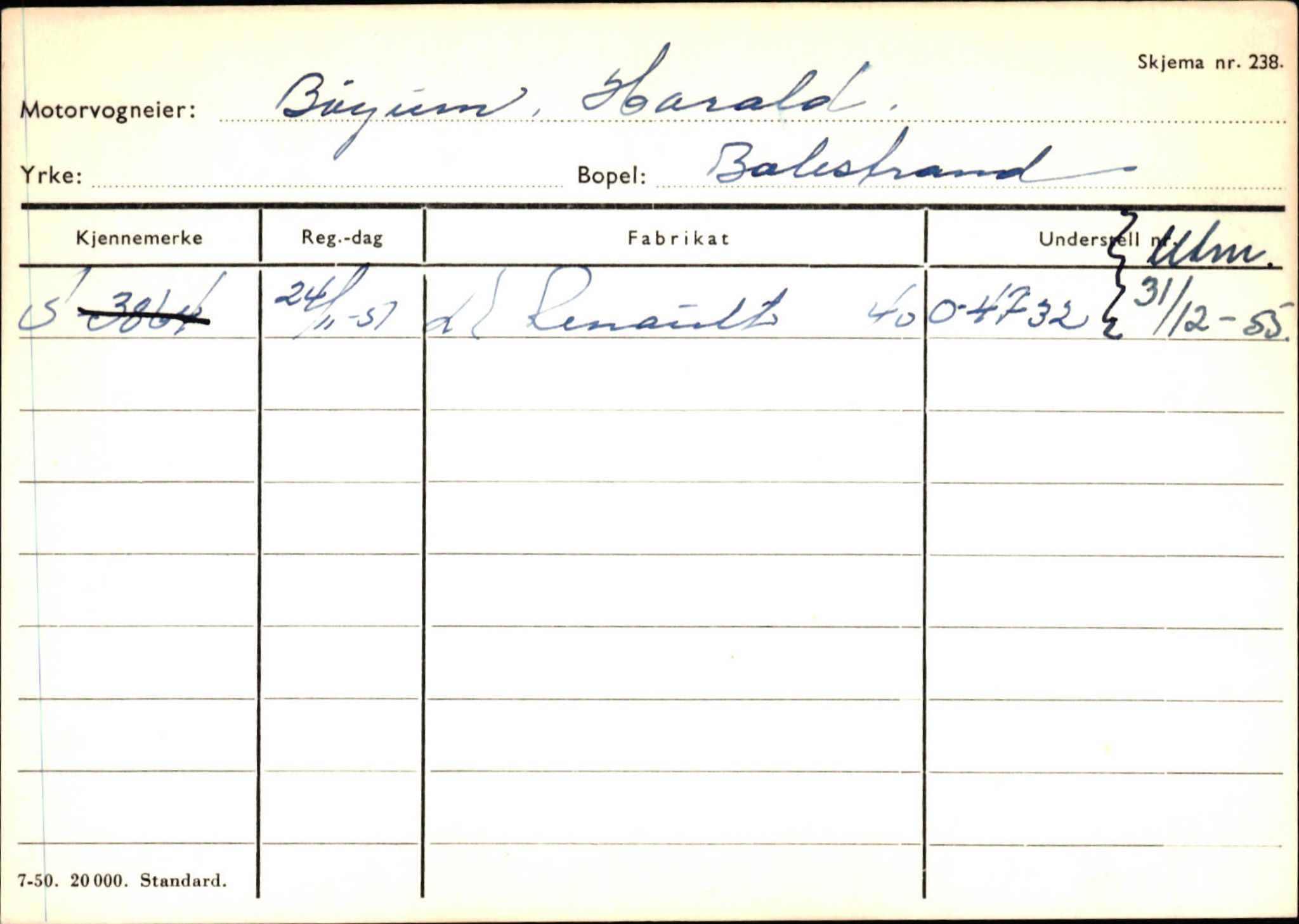 Statens vegvesen, Sogn og Fjordane vegkontor, AV/SAB-A-5301/4/F/L0132: Eigarregister Askvoll A-Å. Balestrand A-Å, 1945-1975, p. 1609