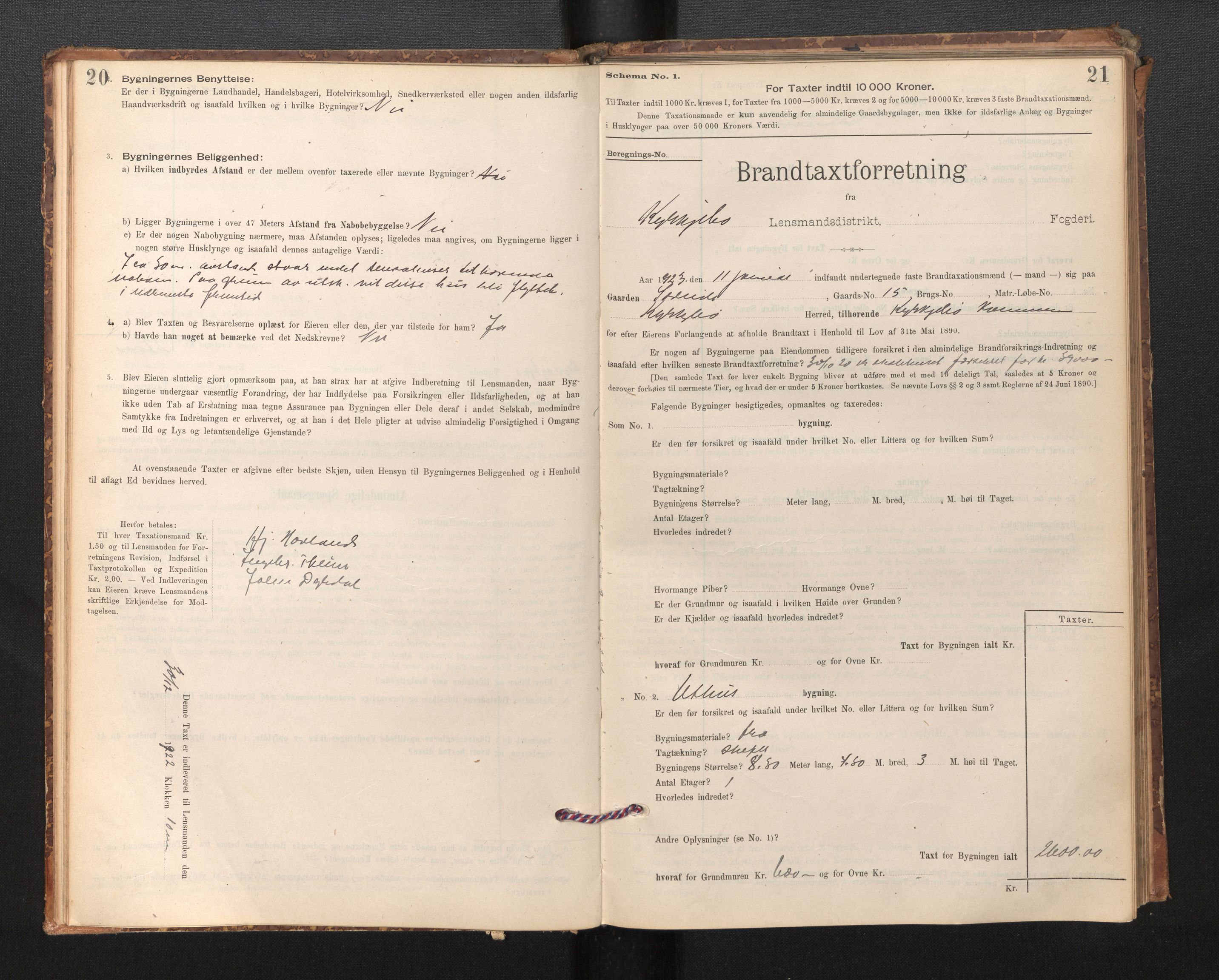 Lensmannen i Kyrkjebø, SAB/A-29001/0012/L0006: Branntakstprotokoll, skjematakst, 1900-1939, p. 20-21